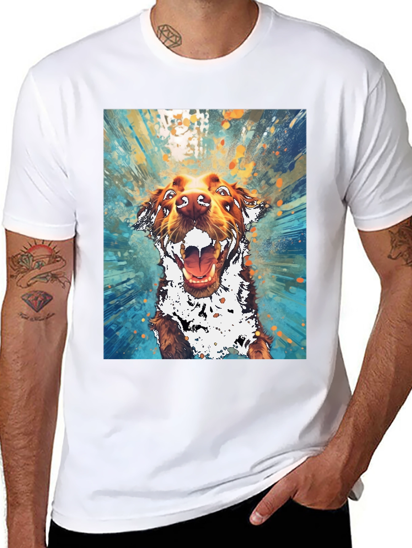 Dog Art Graphic Tee - Mens Black T-Shirt