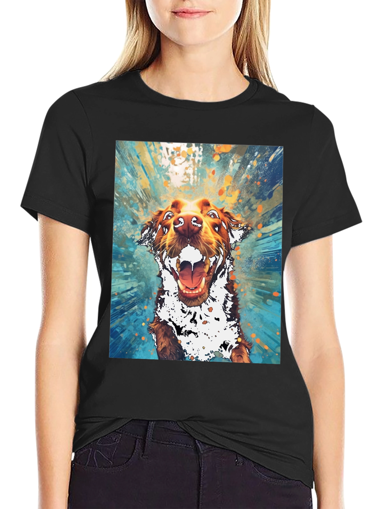 Dog Art Graphic Tee - Mens Black T-Shirt