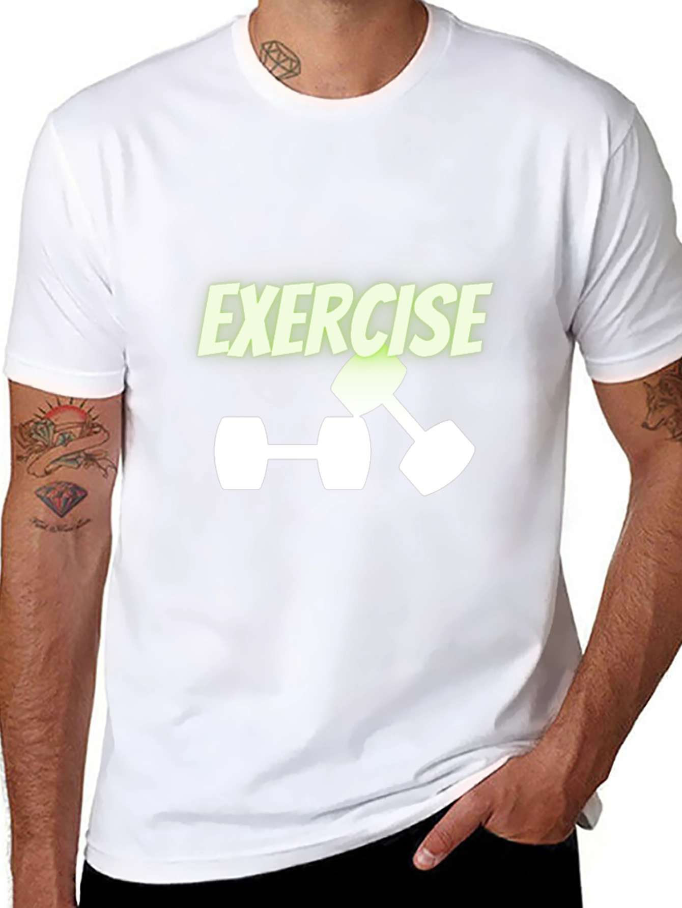 Exercise Dumbbell Graphic Tee - Black