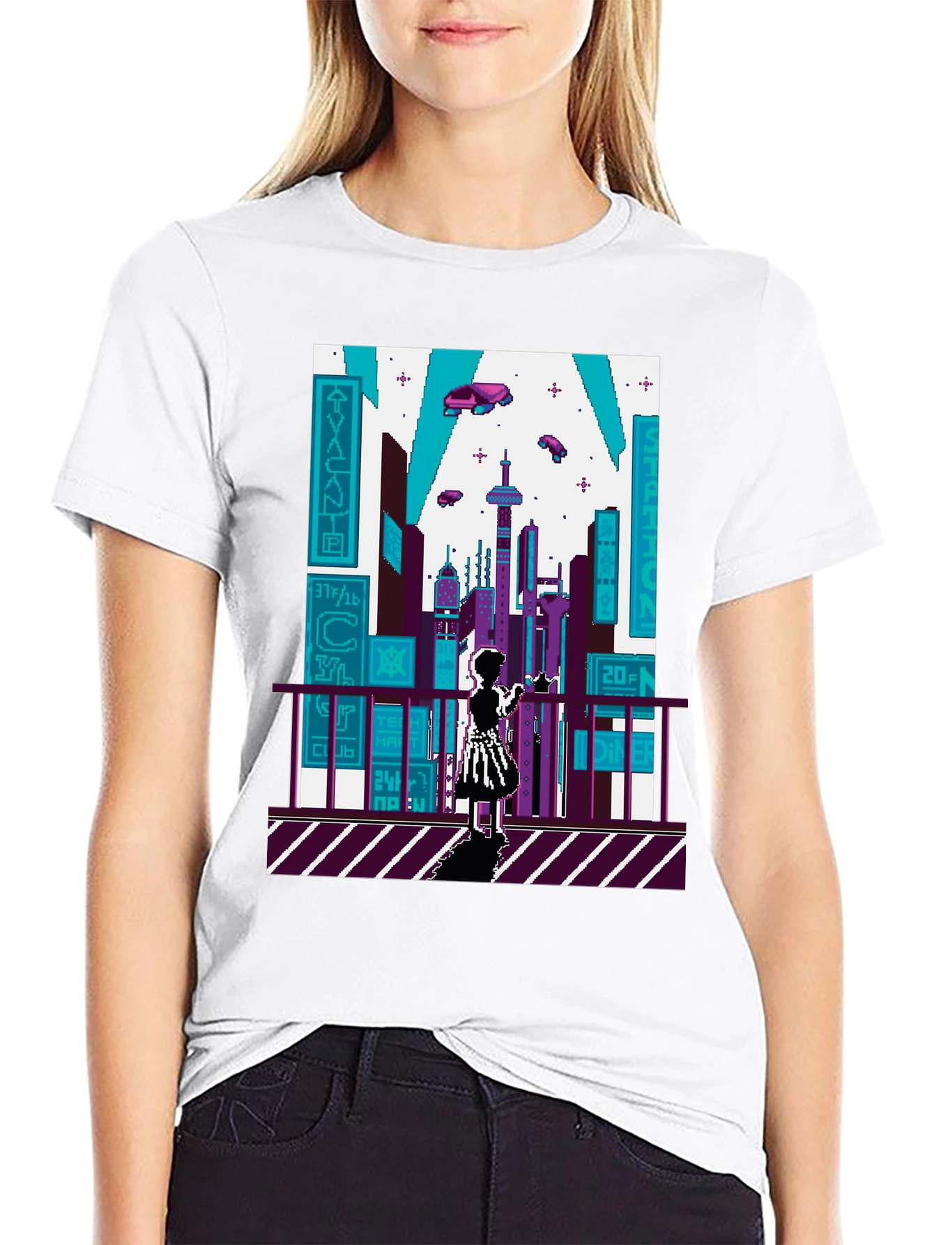 Pixel City Black T-Shirt