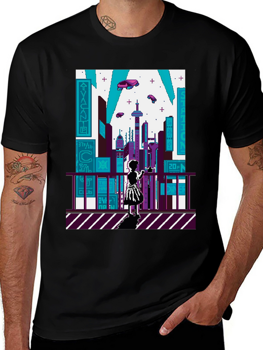 Pixel City Black T-Shirt