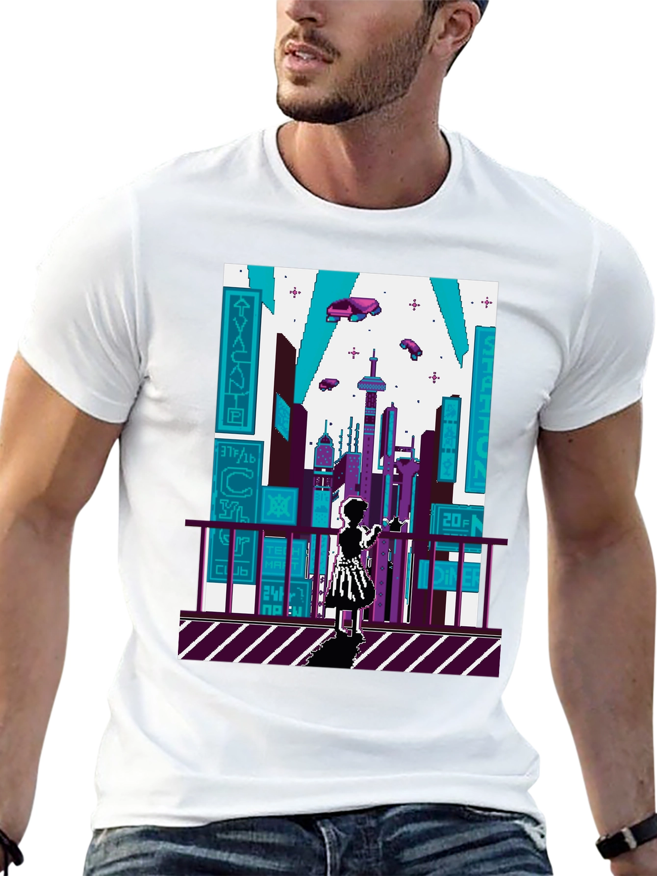 Pixel City Black T-Shirt