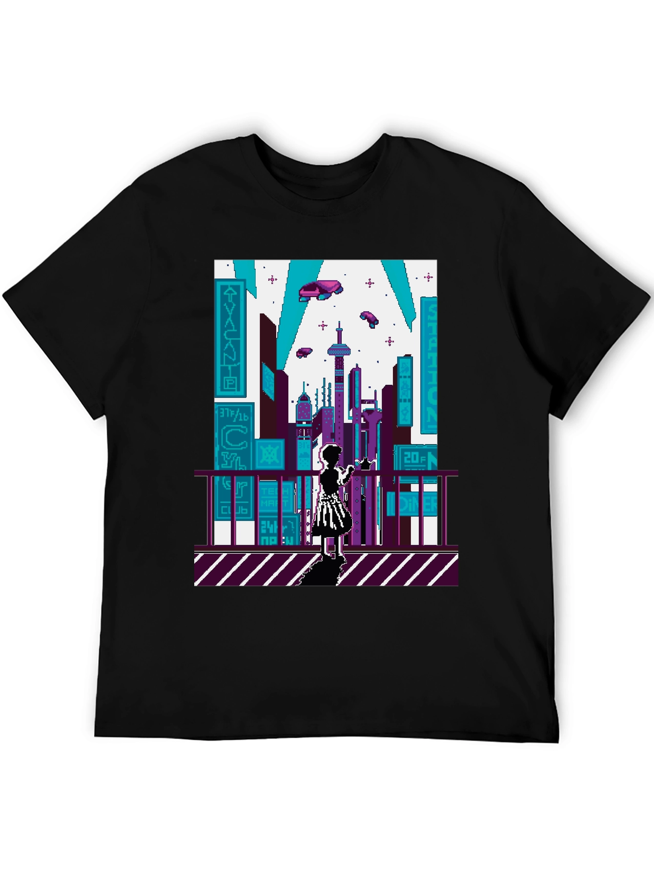 Pixel City Black T-Shirt