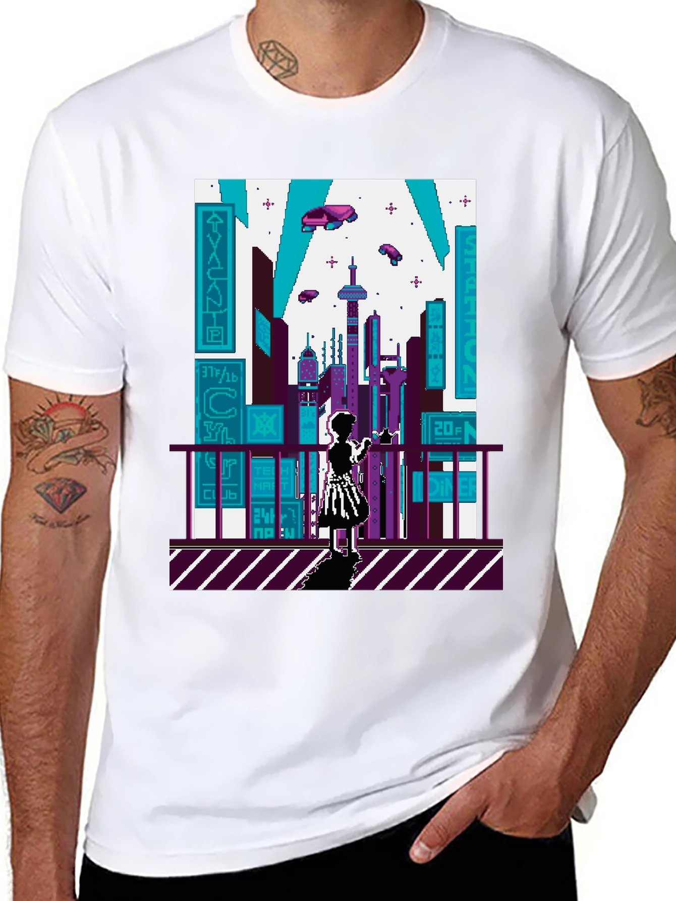 Pixel City Black T-Shirt