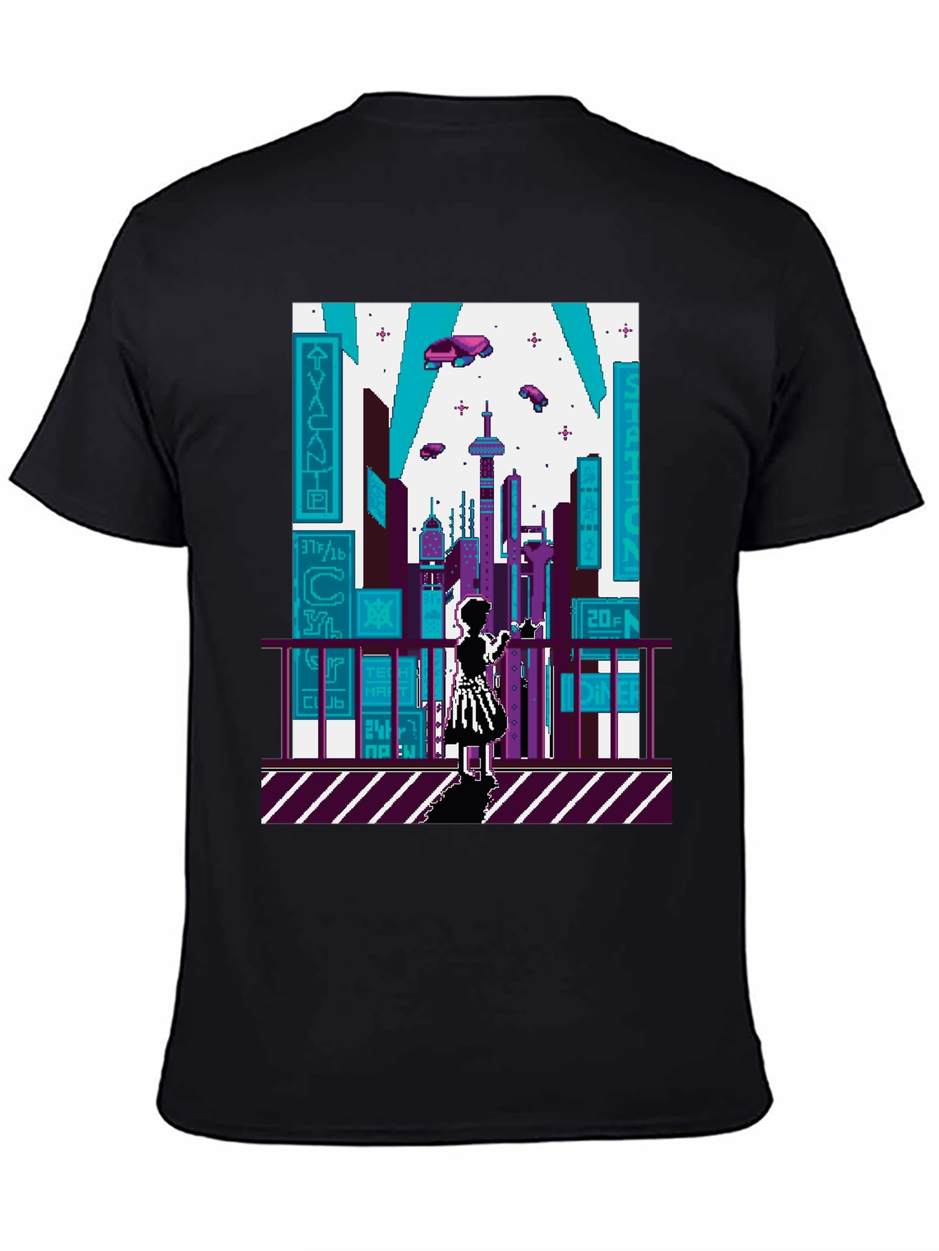 Pixel City Black T-Shirt