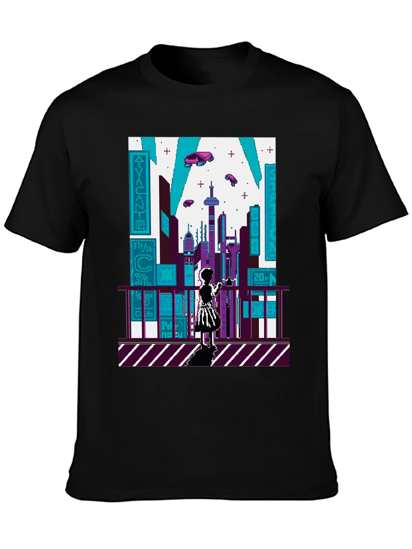 Pixel City Black T-Shirt