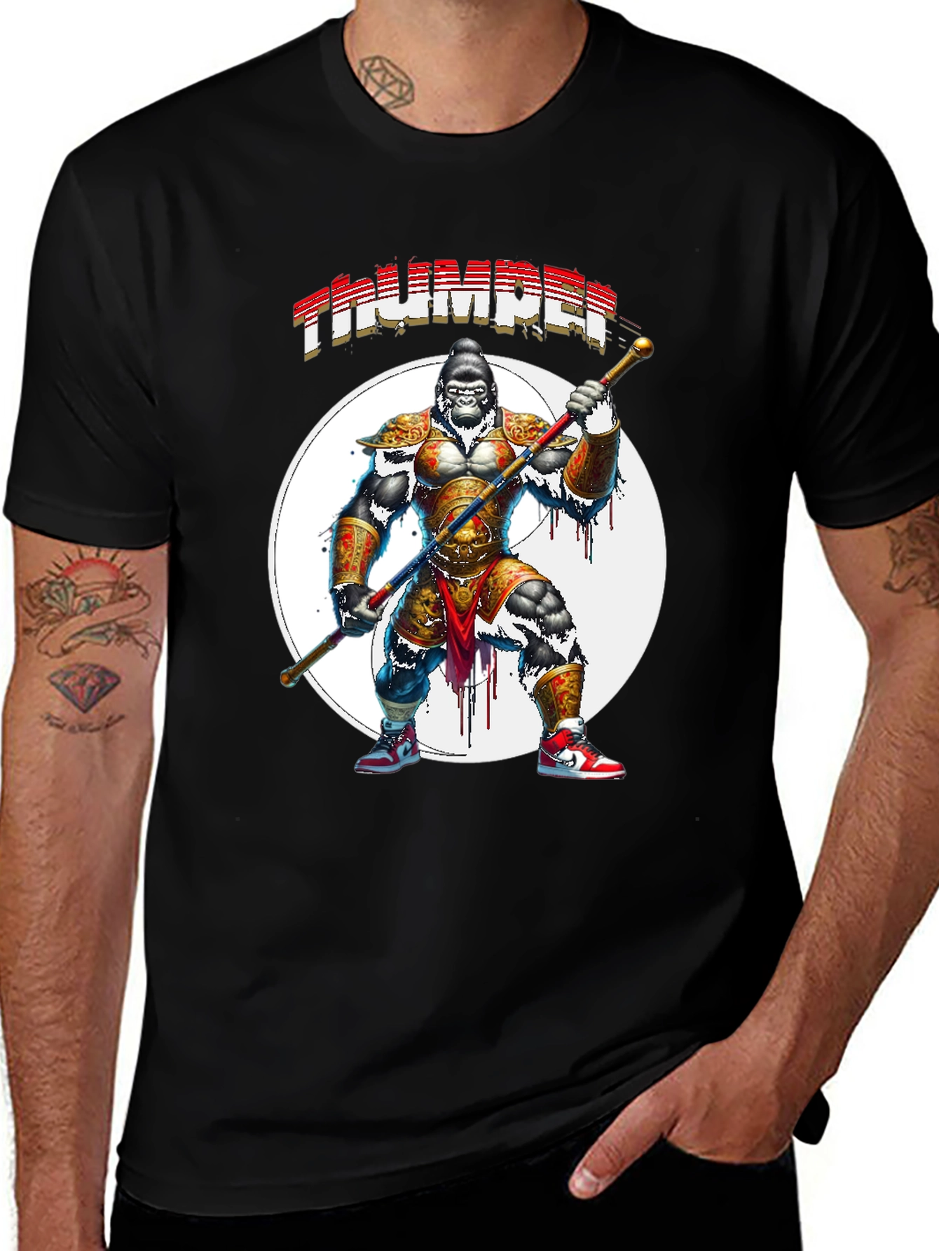 Thumper Gorilla Warrior Black T-Shirt