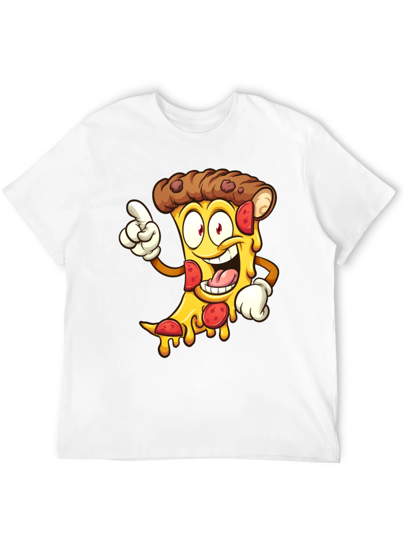 Pizza Cartoon Graphic Tee - Black