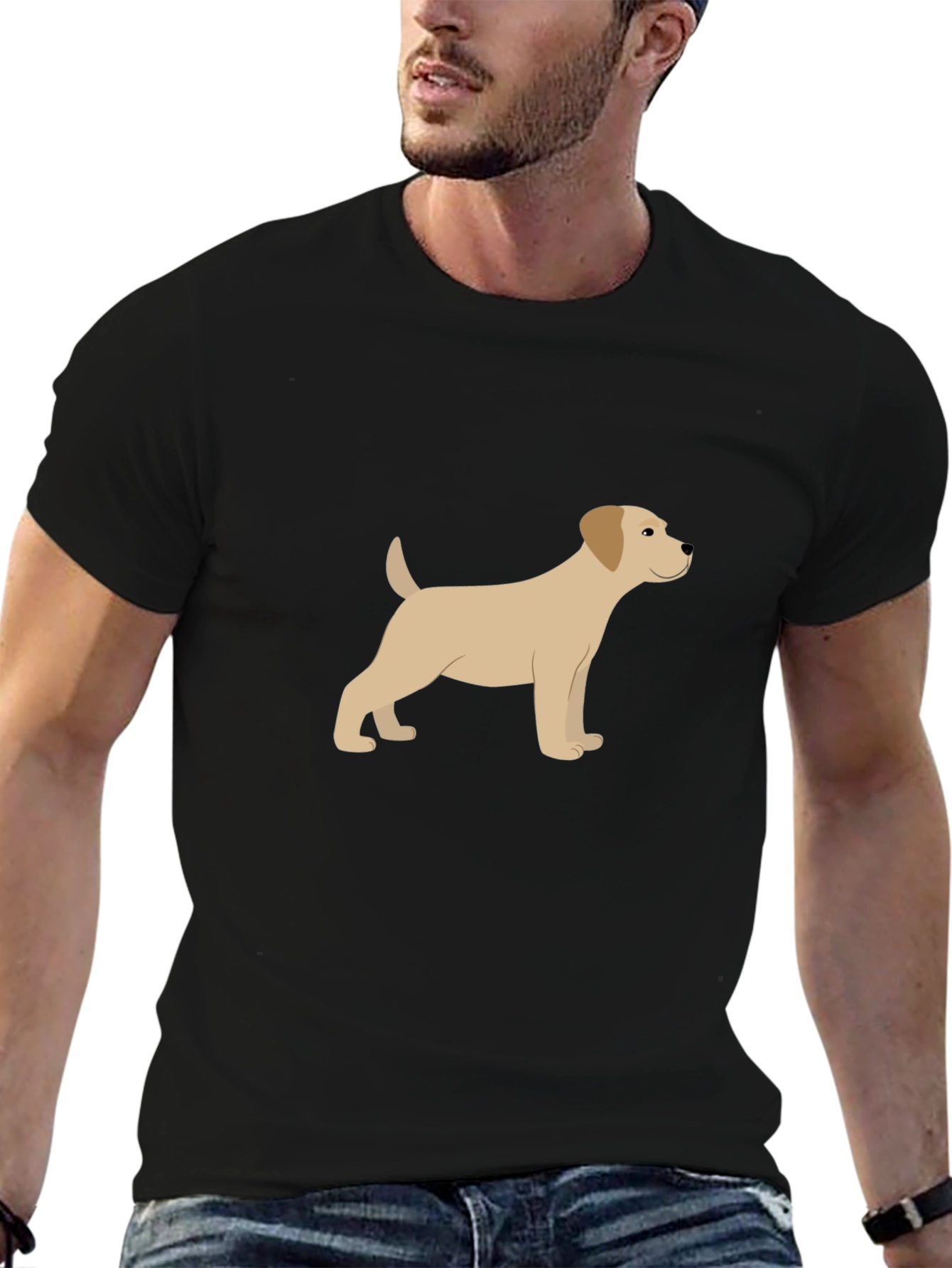 Dog Graphic Black T-Shirt - Casual Style
