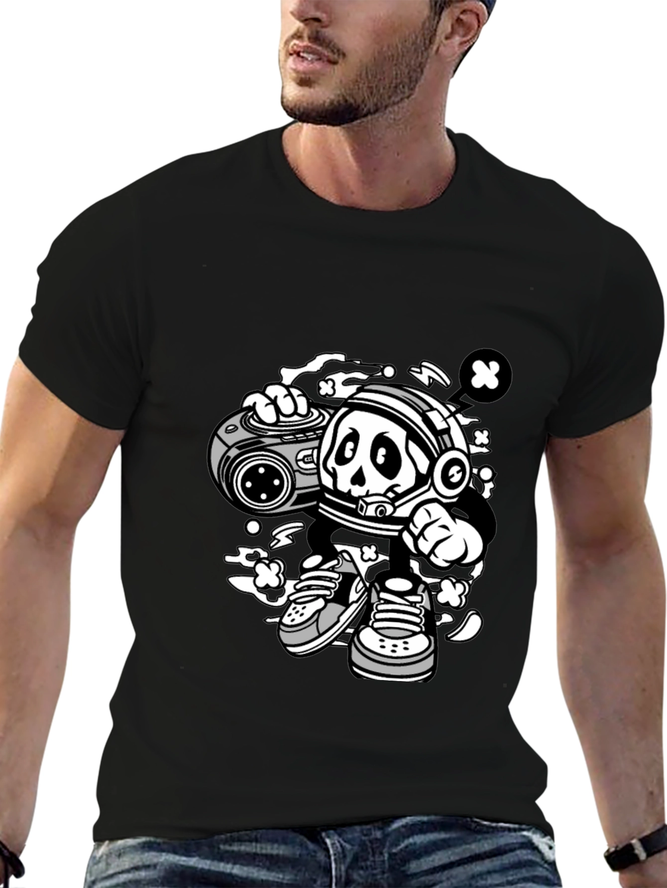 Skull Astronaut Black T-Shirt