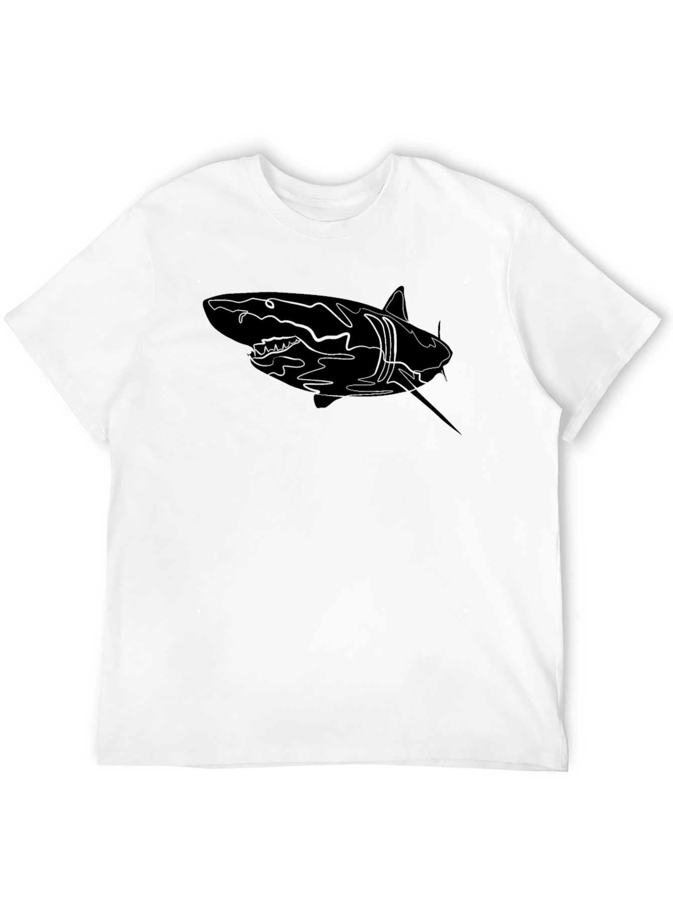 Shark Graphic Print Mens Black T-Shirt