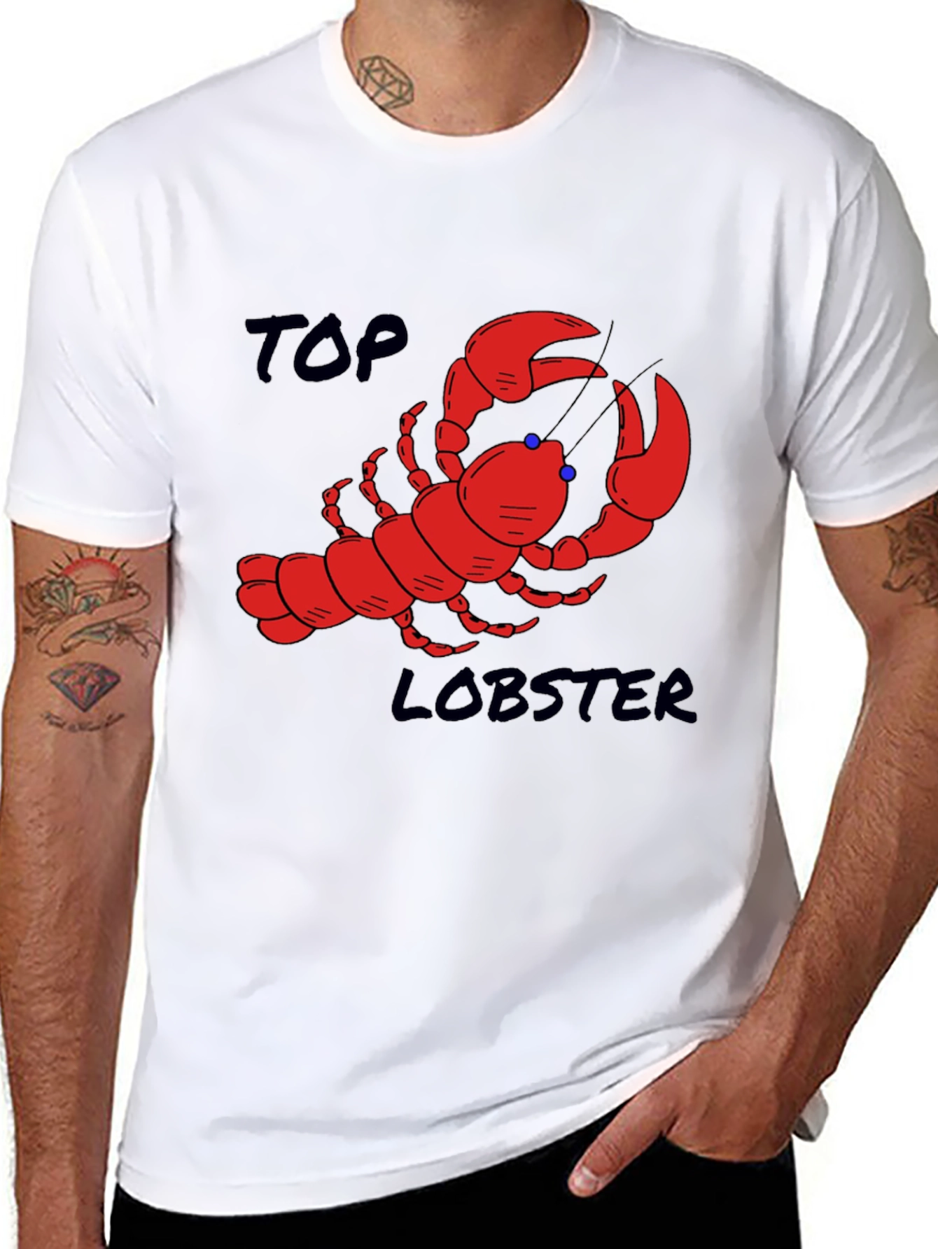 Top Lobster Graphic Tee - Black Cotton T-Shirt