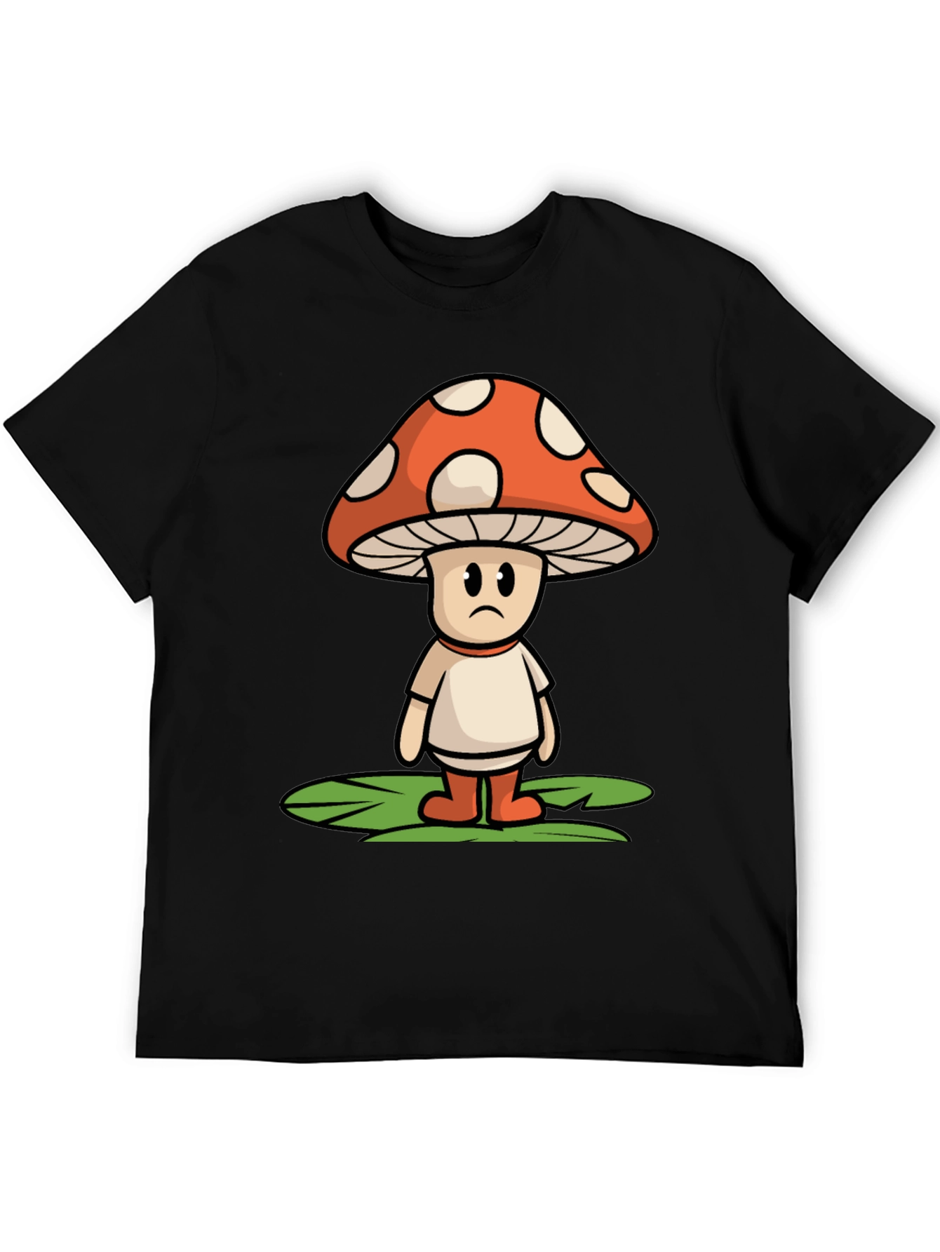 Sad Mushroom Graphic Tee - Funky Black T-Shirt