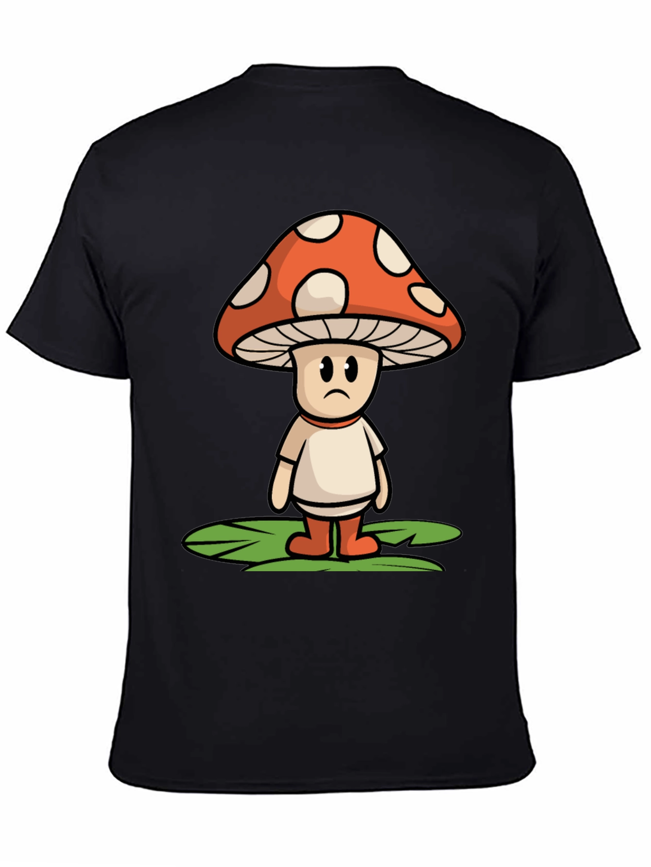 Sad Mushroom Graphic Tee - Funky Black T-Shirt