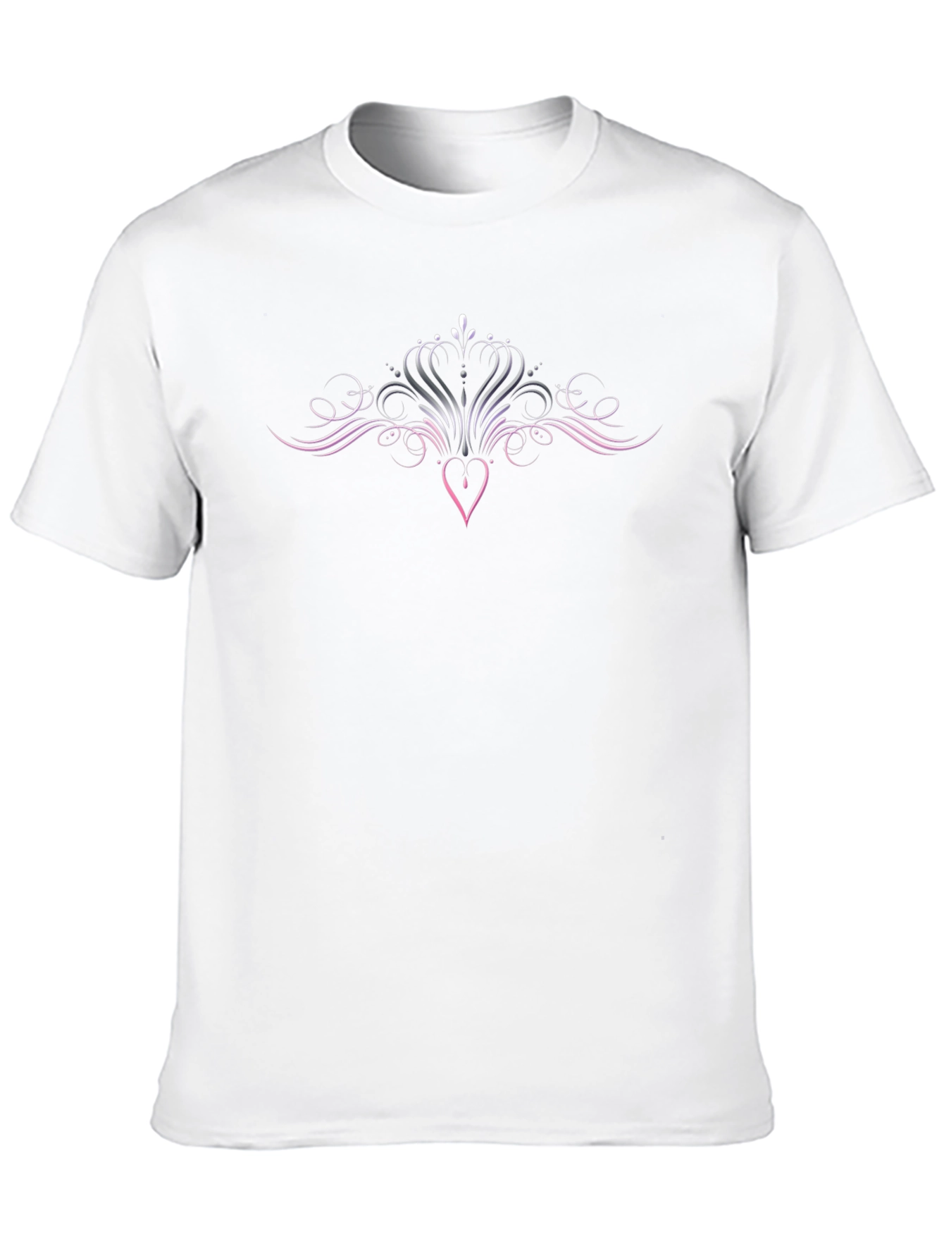 Elegant Heart Swirl Graphic Black T-Shirt