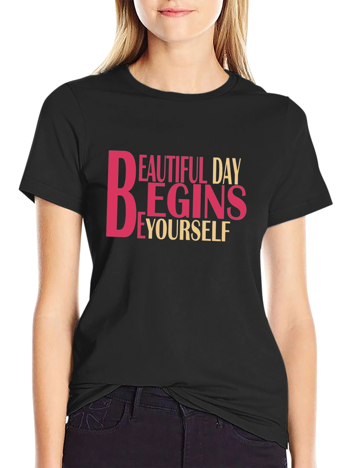 Inspirational Black T-Shirt - Beautiful Day Begins