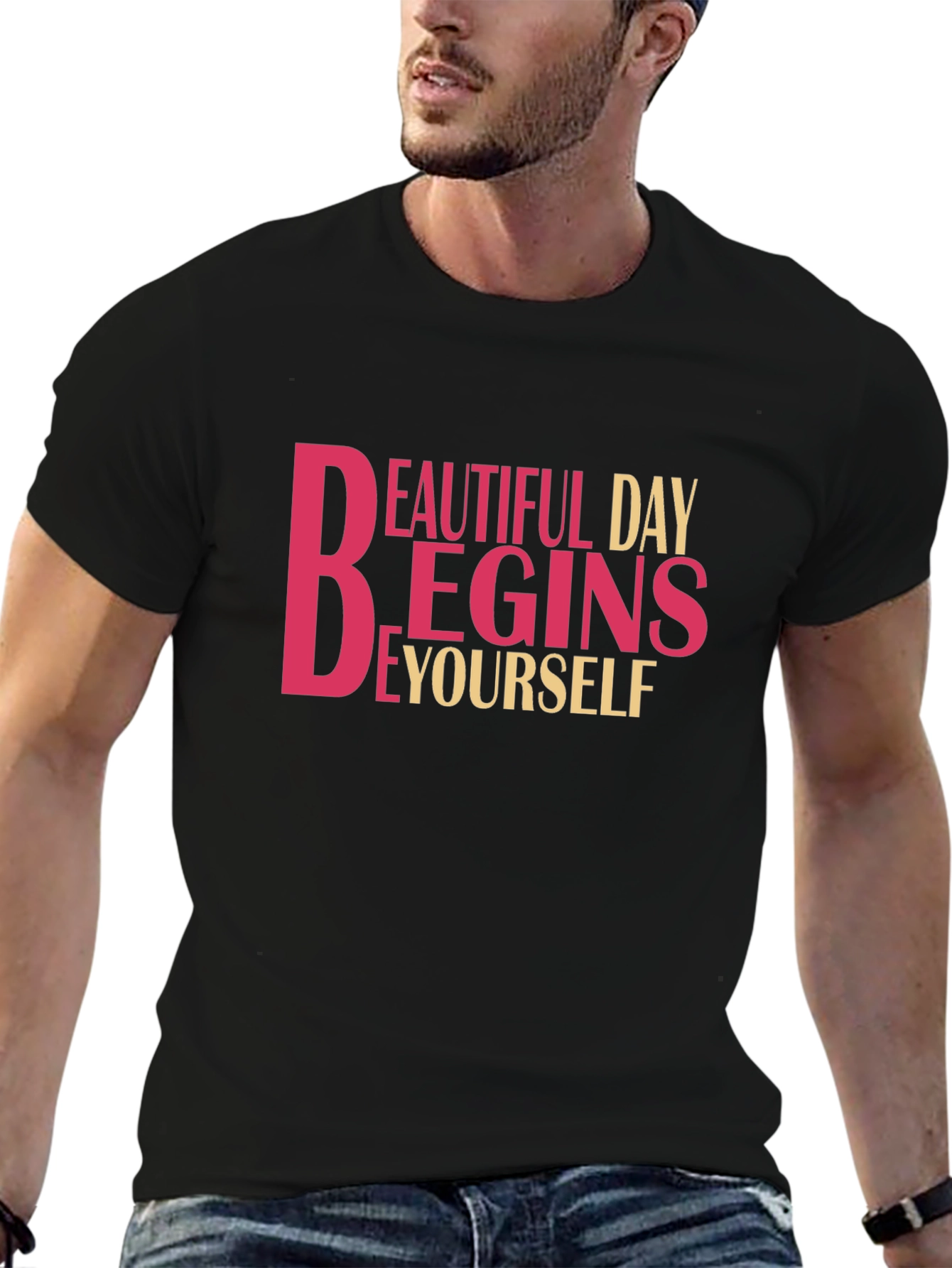 Inspirational Black T-Shirt - Beautiful Day Begins