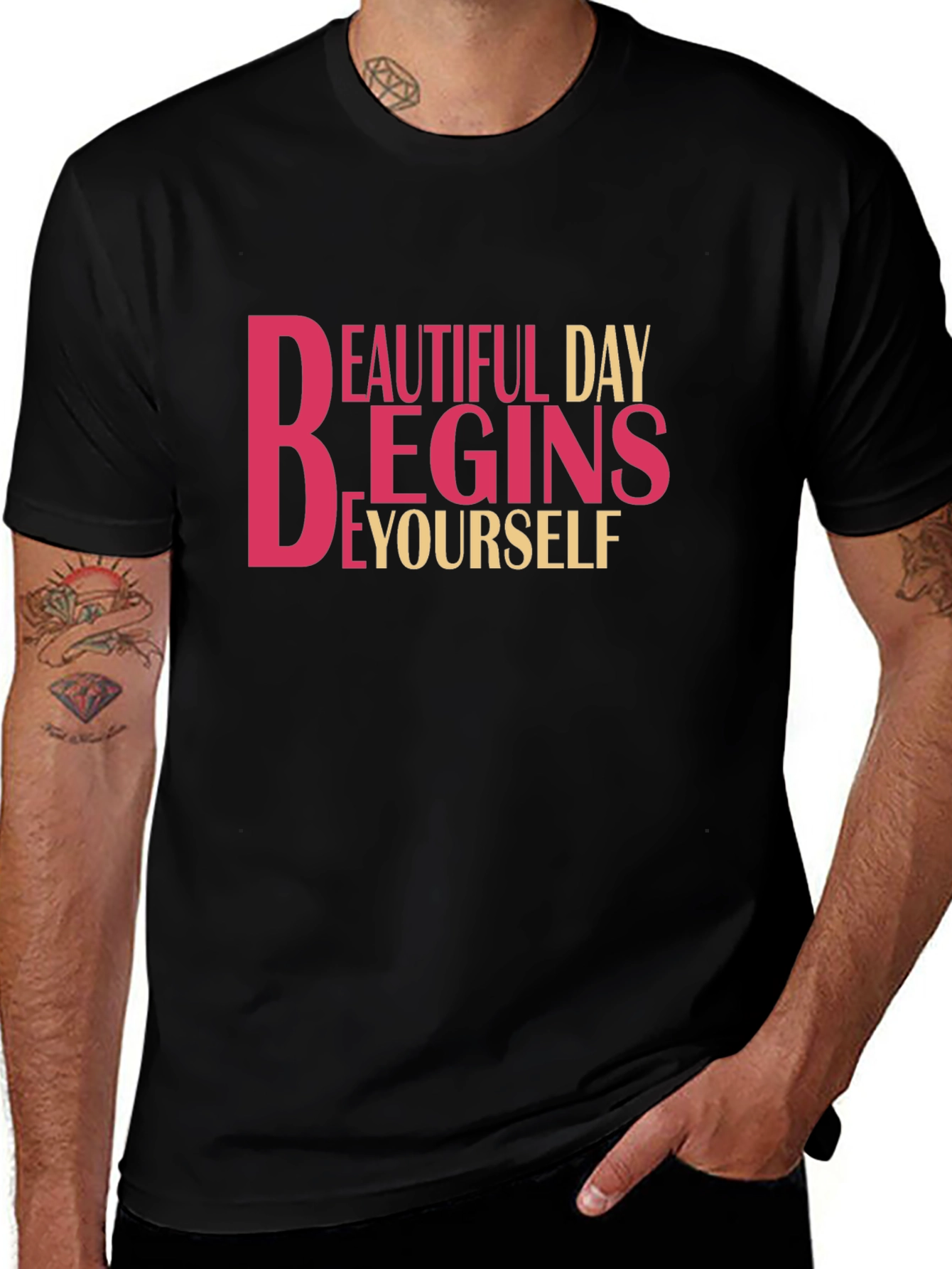 Inspirational Black T-Shirt - Beautiful Day Begins