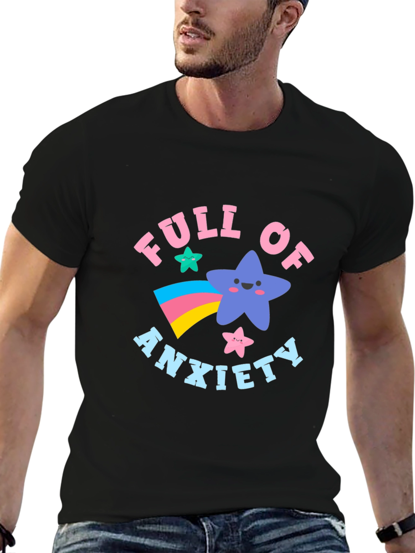 Anxiety Star Graphic T-Shirt - Black Cotton Tee