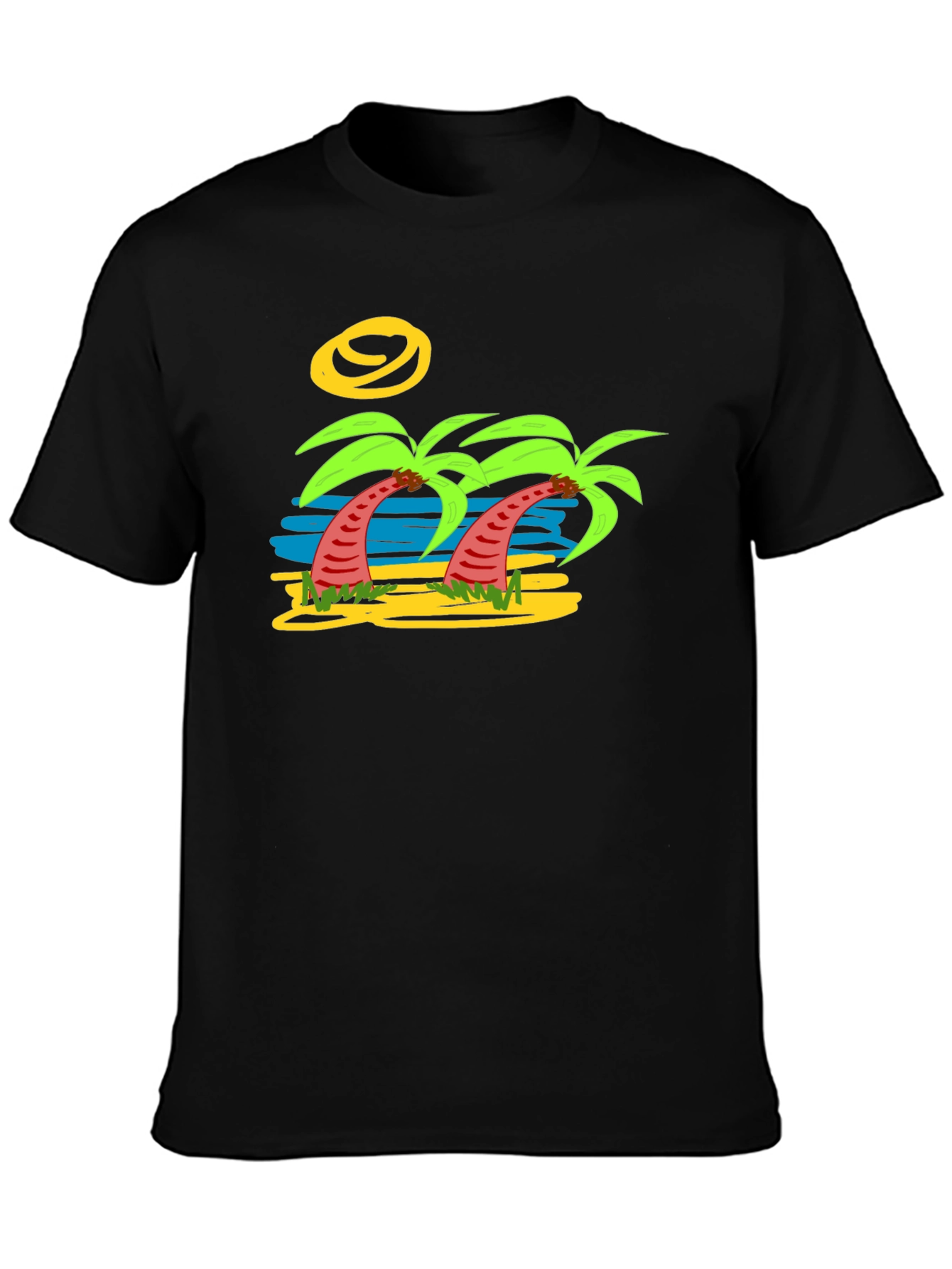 Tropical Palm Tree Graphic Tee - Black