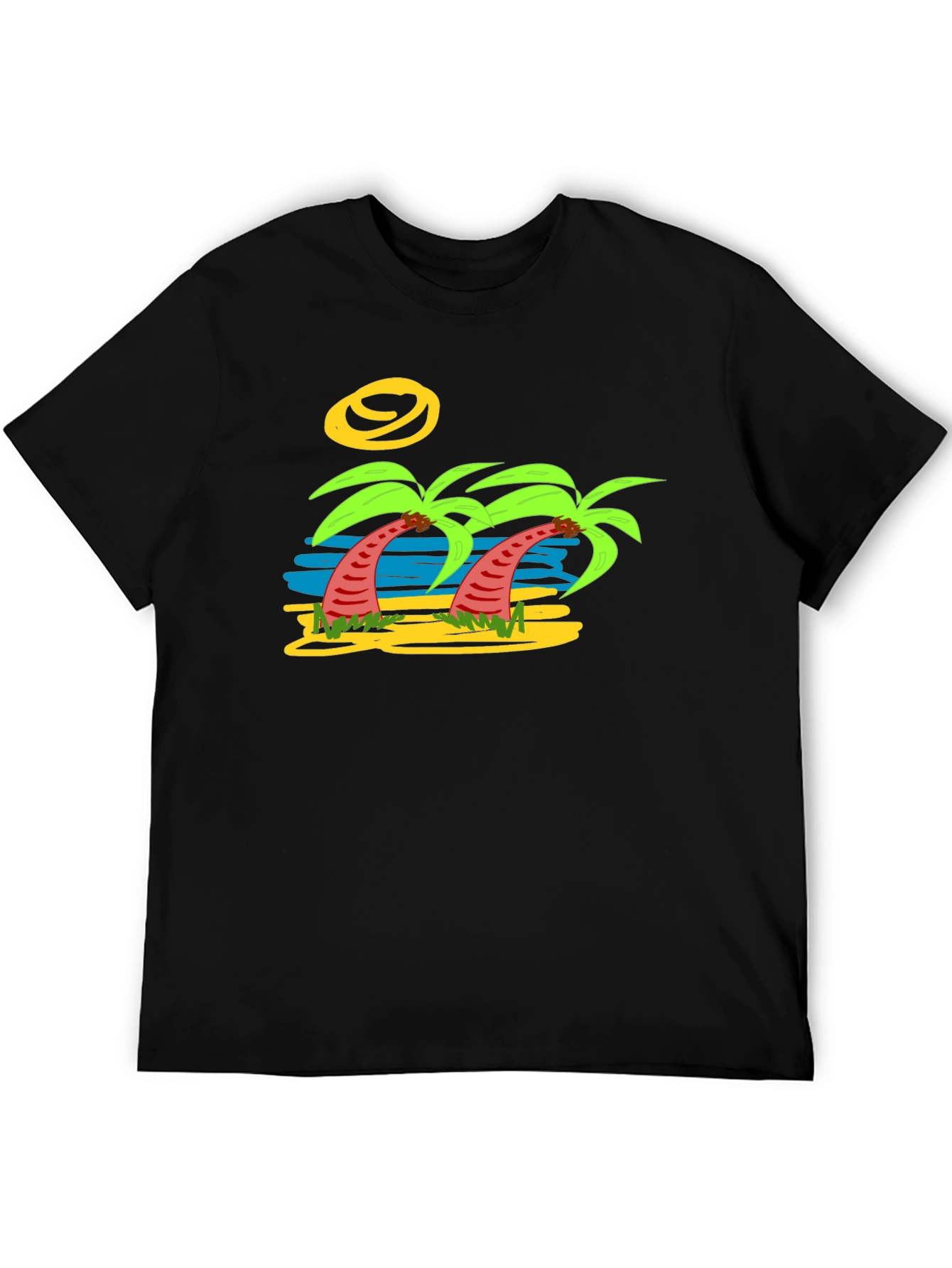 Tropical Palm Tree Graphic Tee - Black