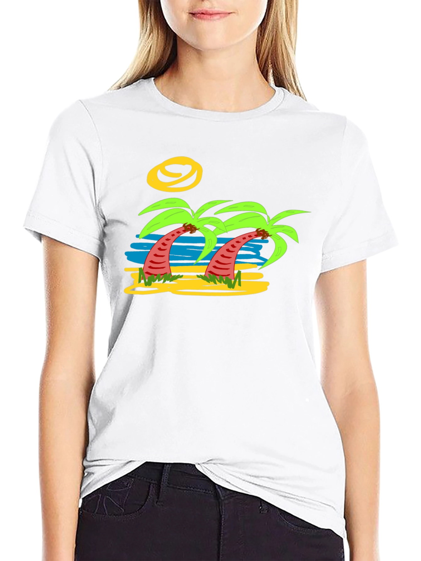 Tropical Palm Tree Graphic Tee - Black
