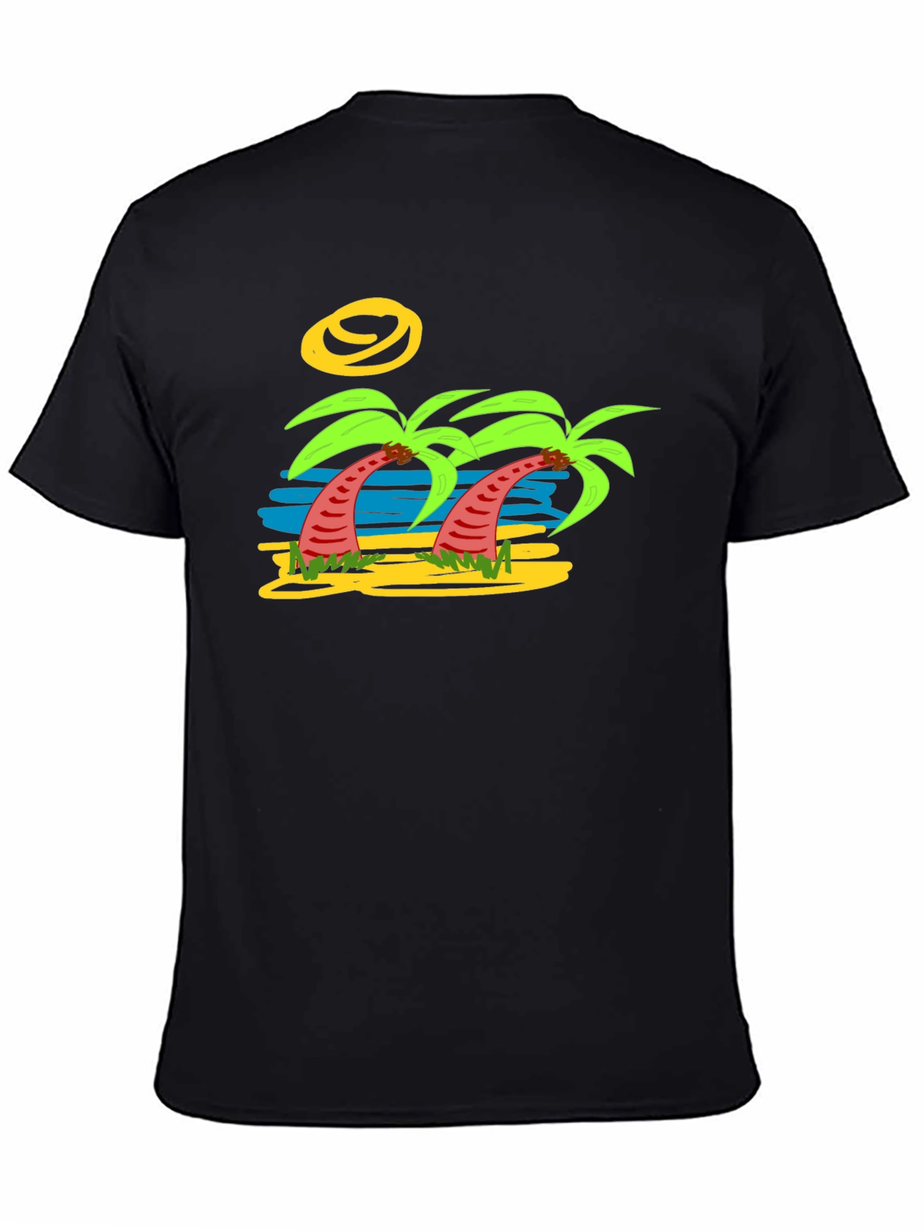 Tropical Palm Tree Graphic Tee - Black