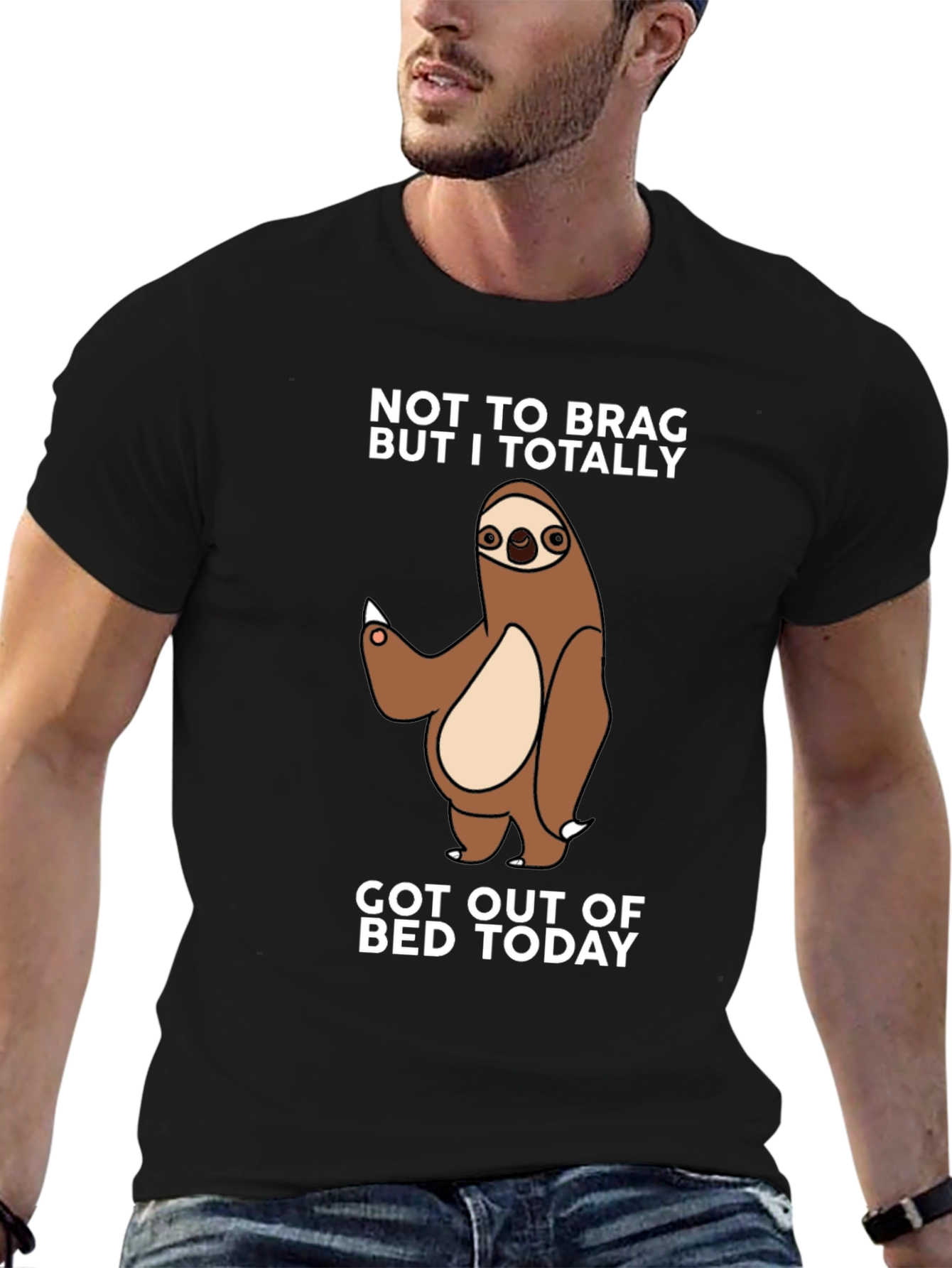 Funny Sloth T-Shirt - Got Out of Bed Today