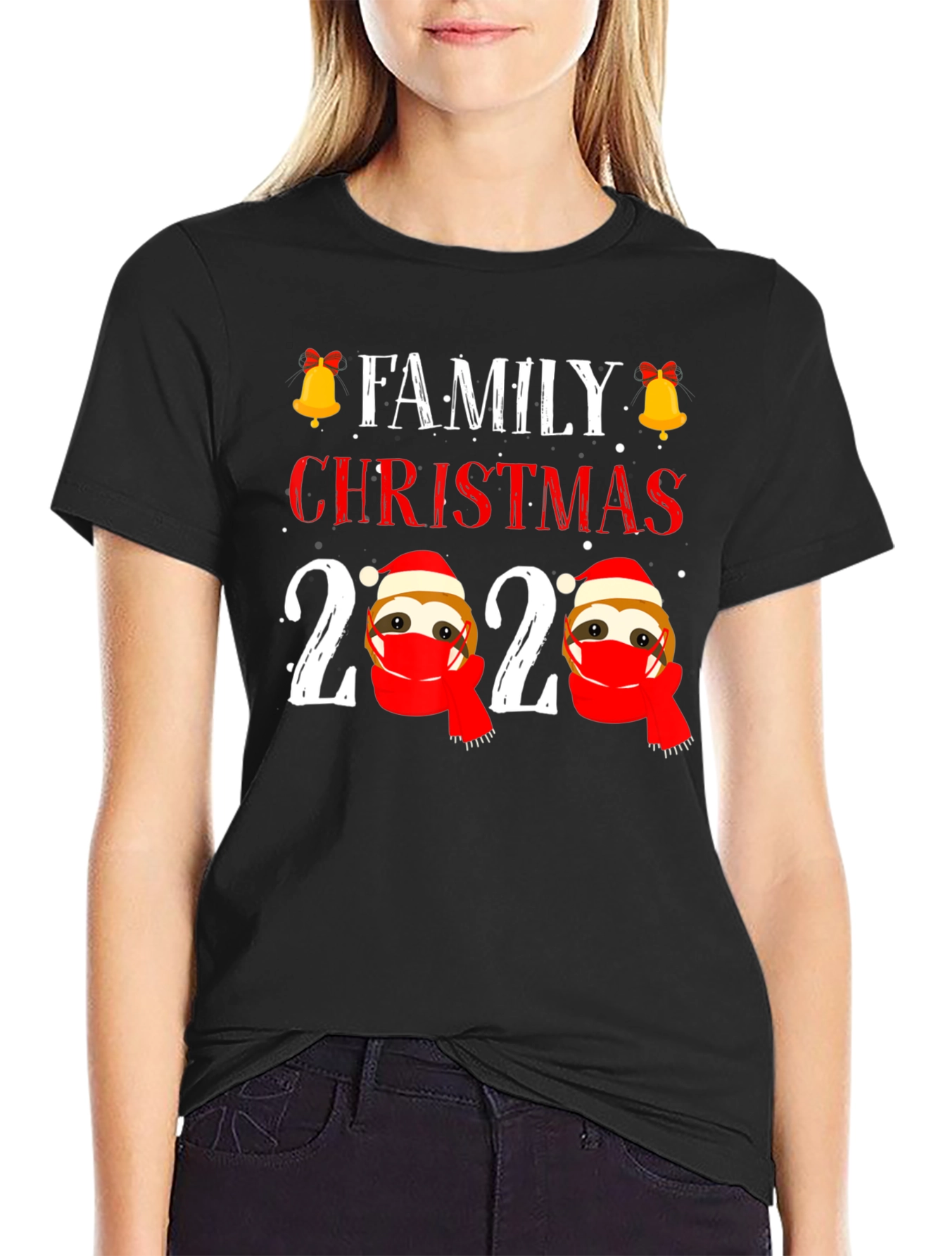 Family Christmas 2020 Sloth Face Mask T-Shirt