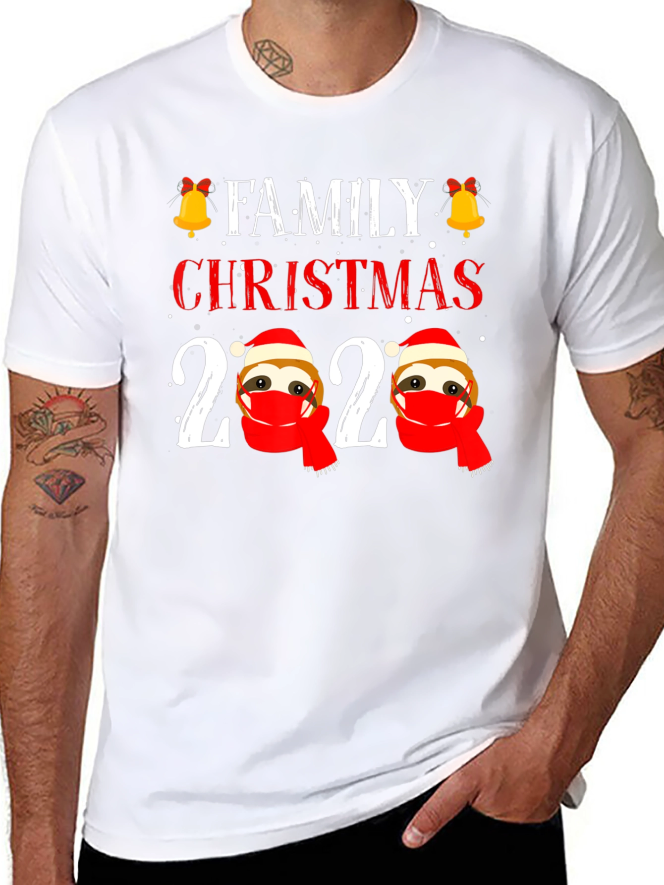 Family Christmas 2020 Sloth Face Mask T-Shirt