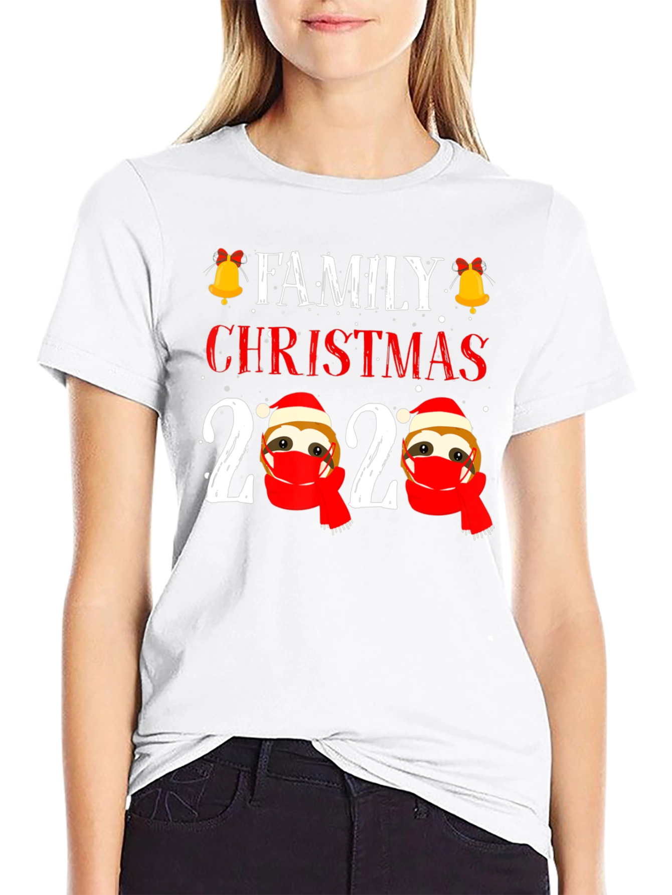 Family Christmas 2020 Sloth Face Mask T-Shirt