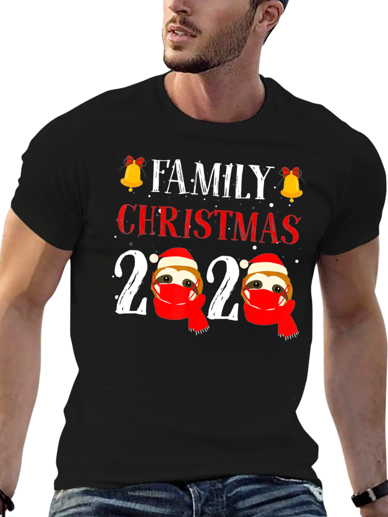 Family Christmas 2020 Sloth Face Mask T-Shirt