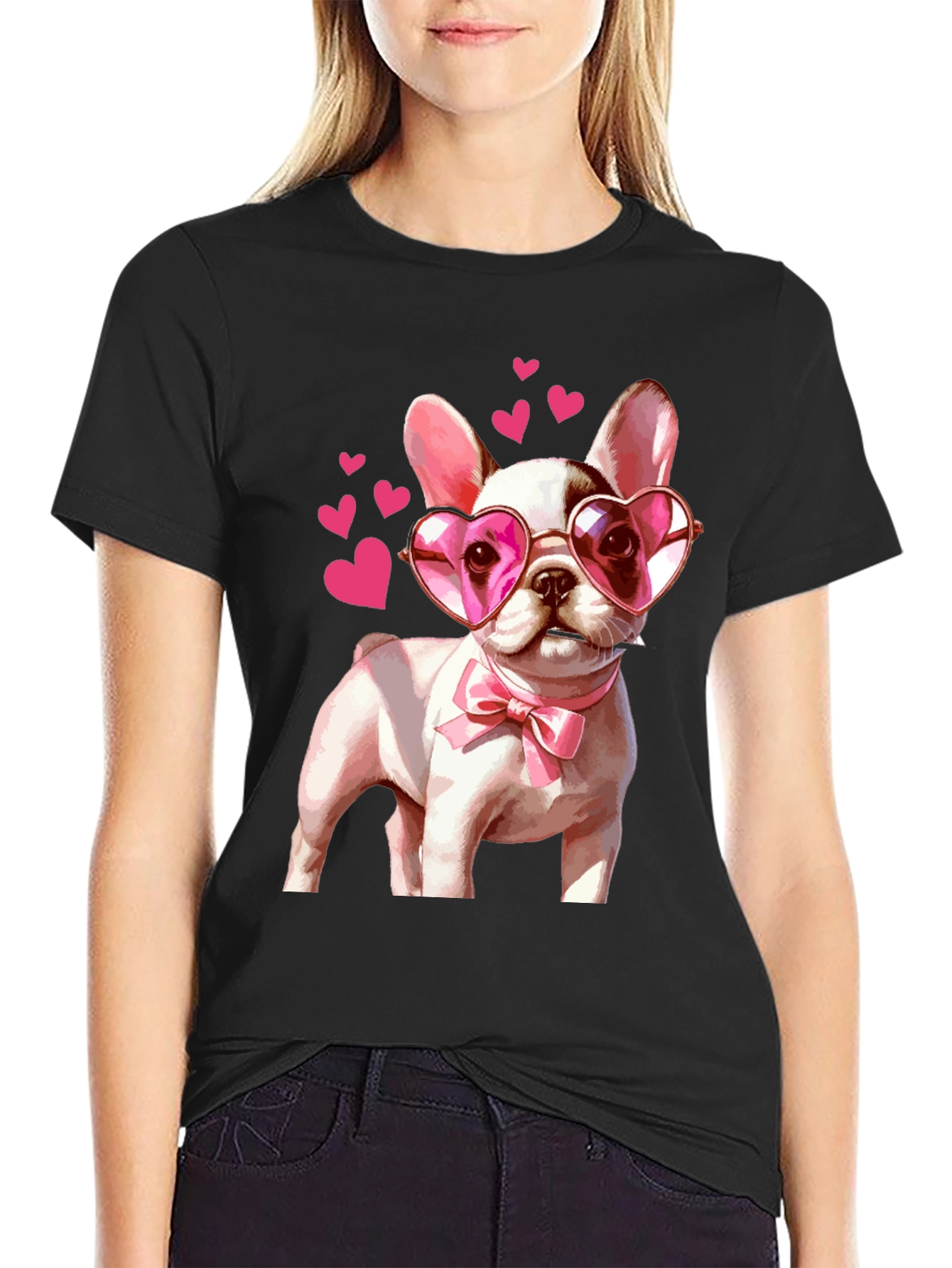 Dog Lover T-Shirt - Valentines Puppy Heart Glasses