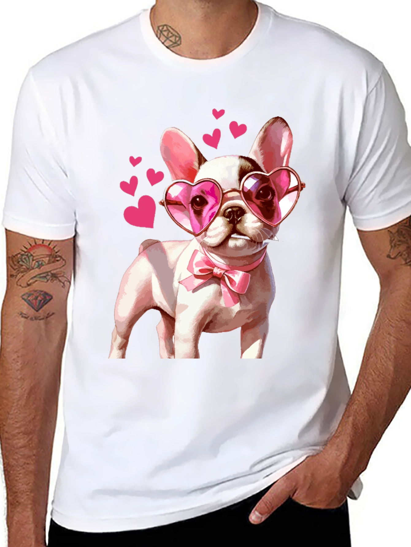 Dog Lover T-Shirt - Valentines Puppy Heart Glasses