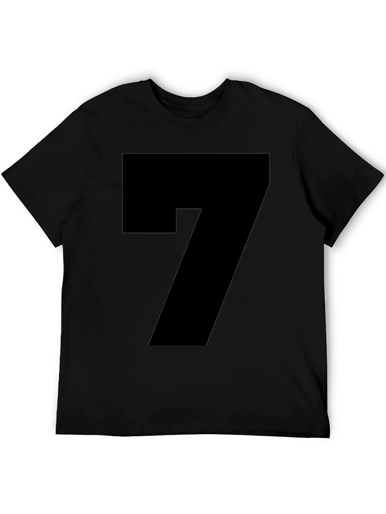Bold Number 7 Graphic Tee - Modern Black T-Shirt