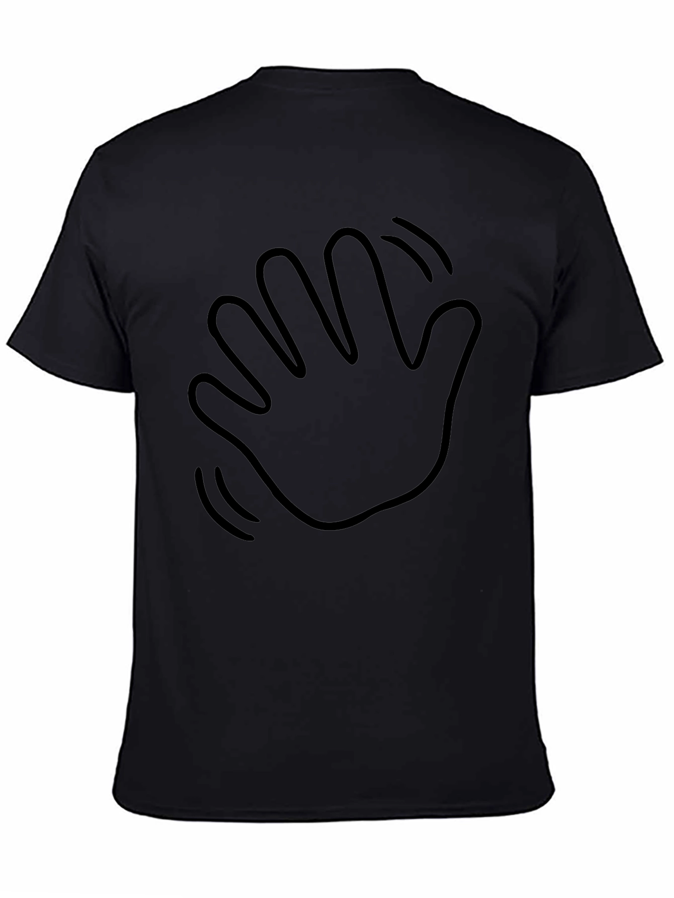 Waving Hand Black Graphic Tee - Casual Comfort