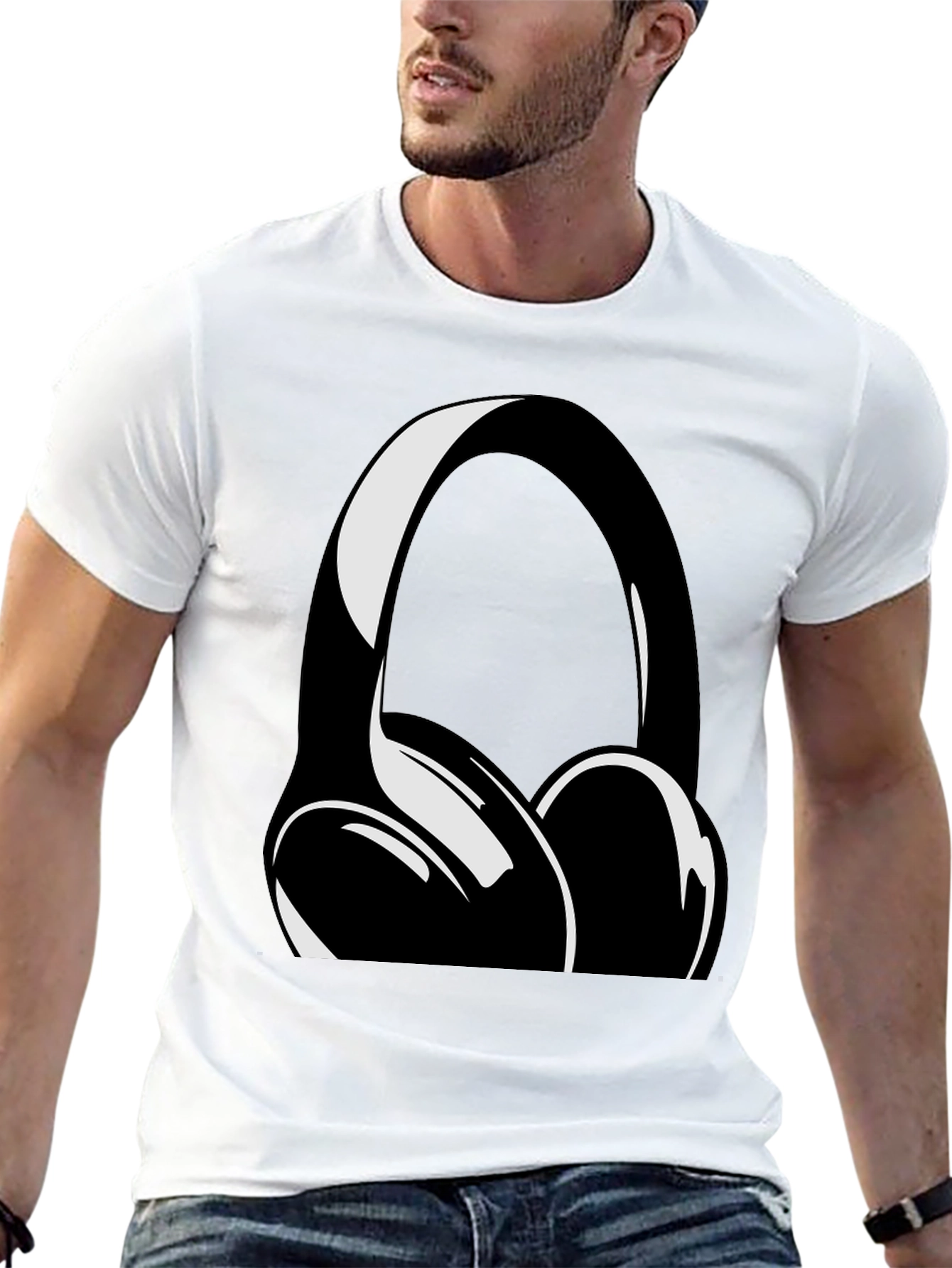 Headphone Graphic Black T-Shirt