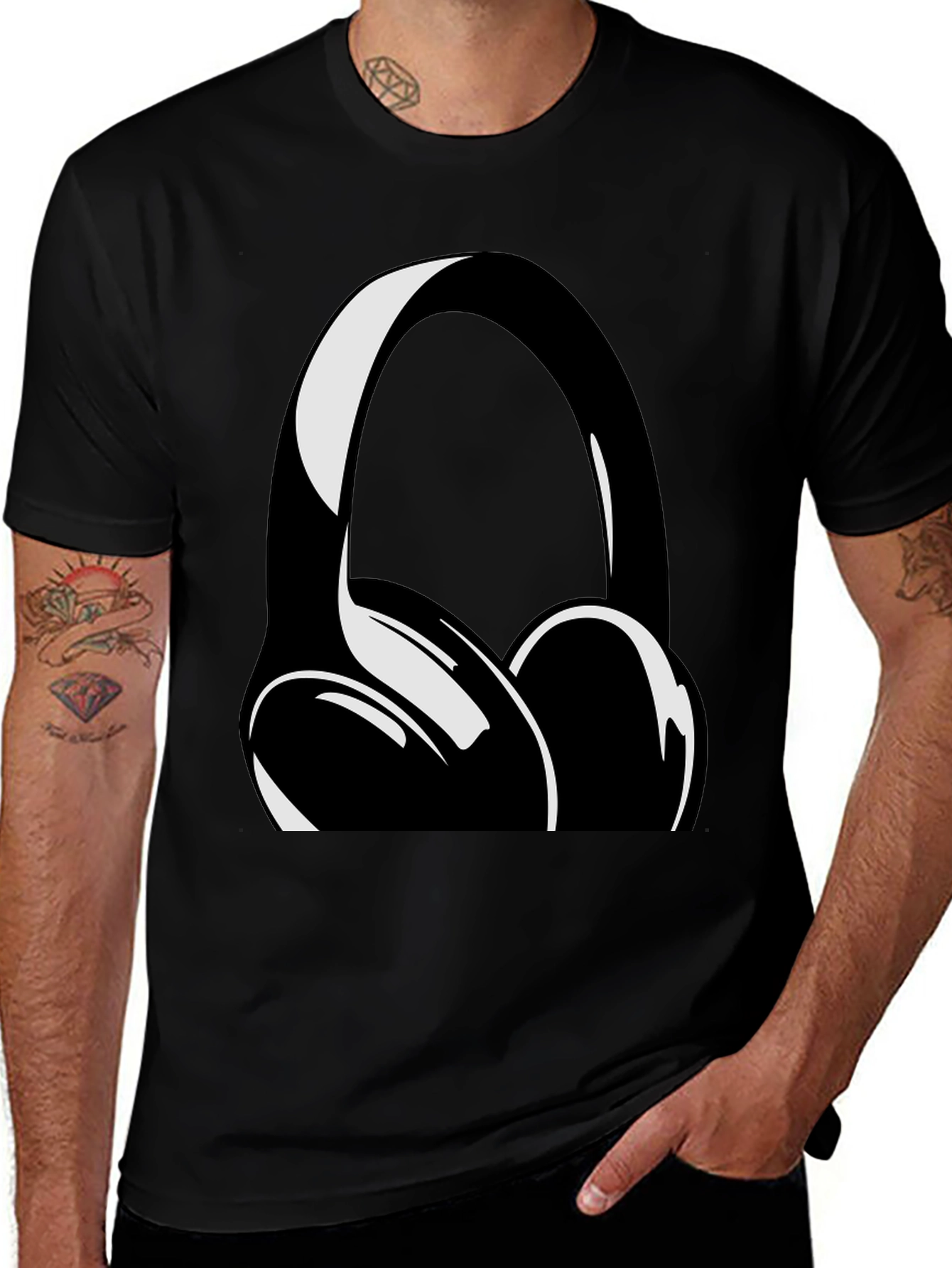 Headphone Graphic Black T-Shirt