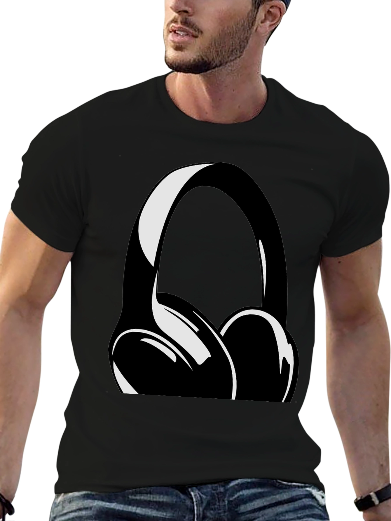 Headphone Graphic Black T-Shirt
