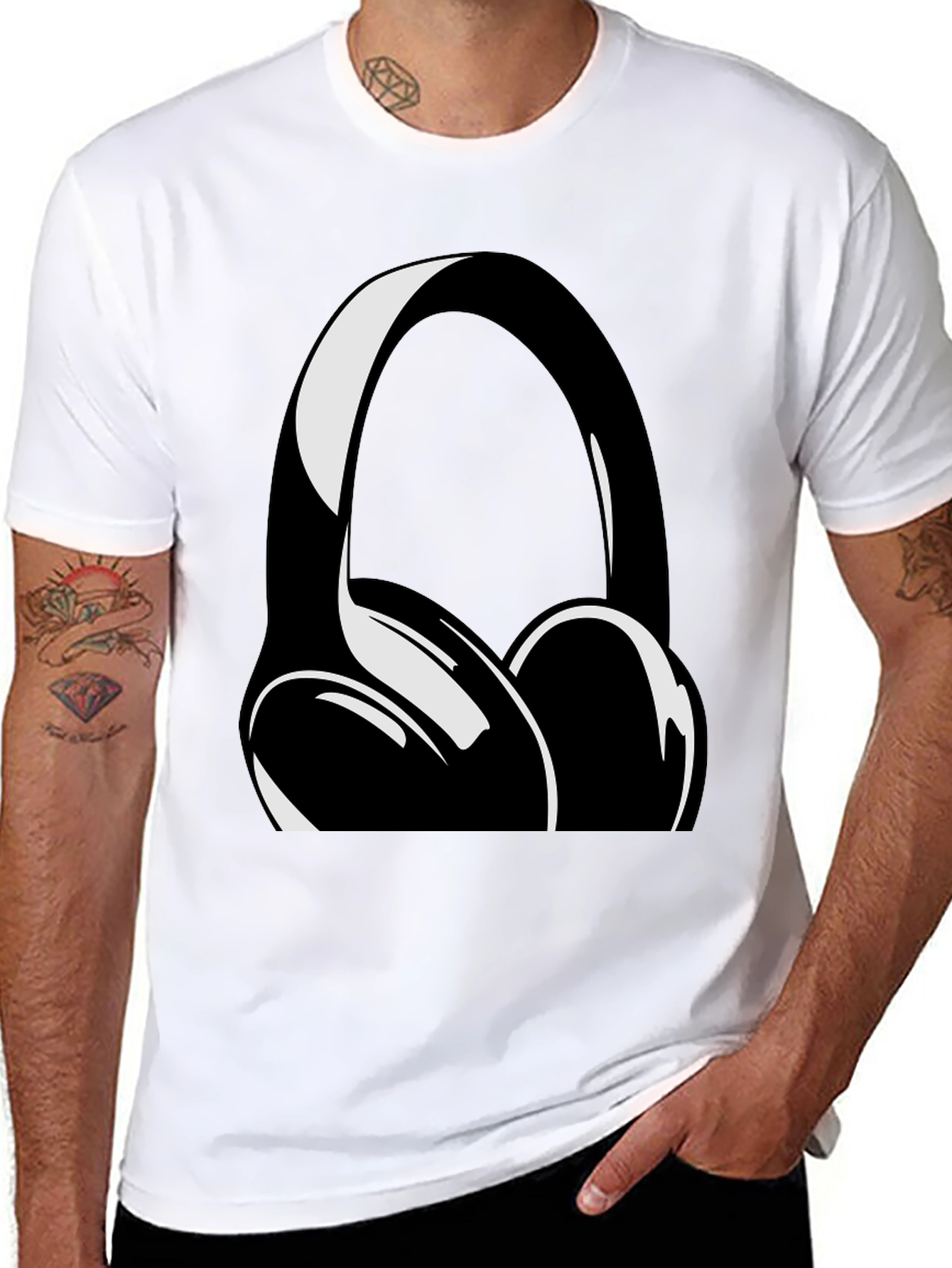 Headphone Graphic Black T-Shirt