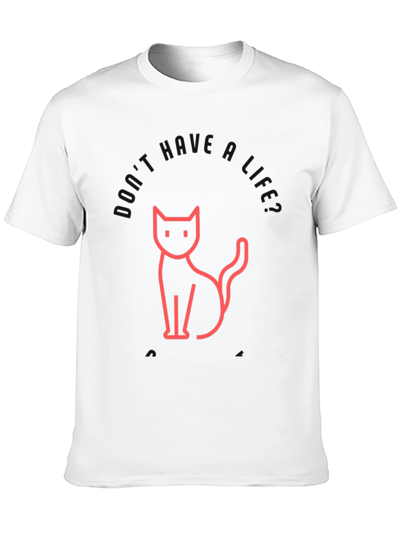 Mens Black T-Shirt with Cat Graphic