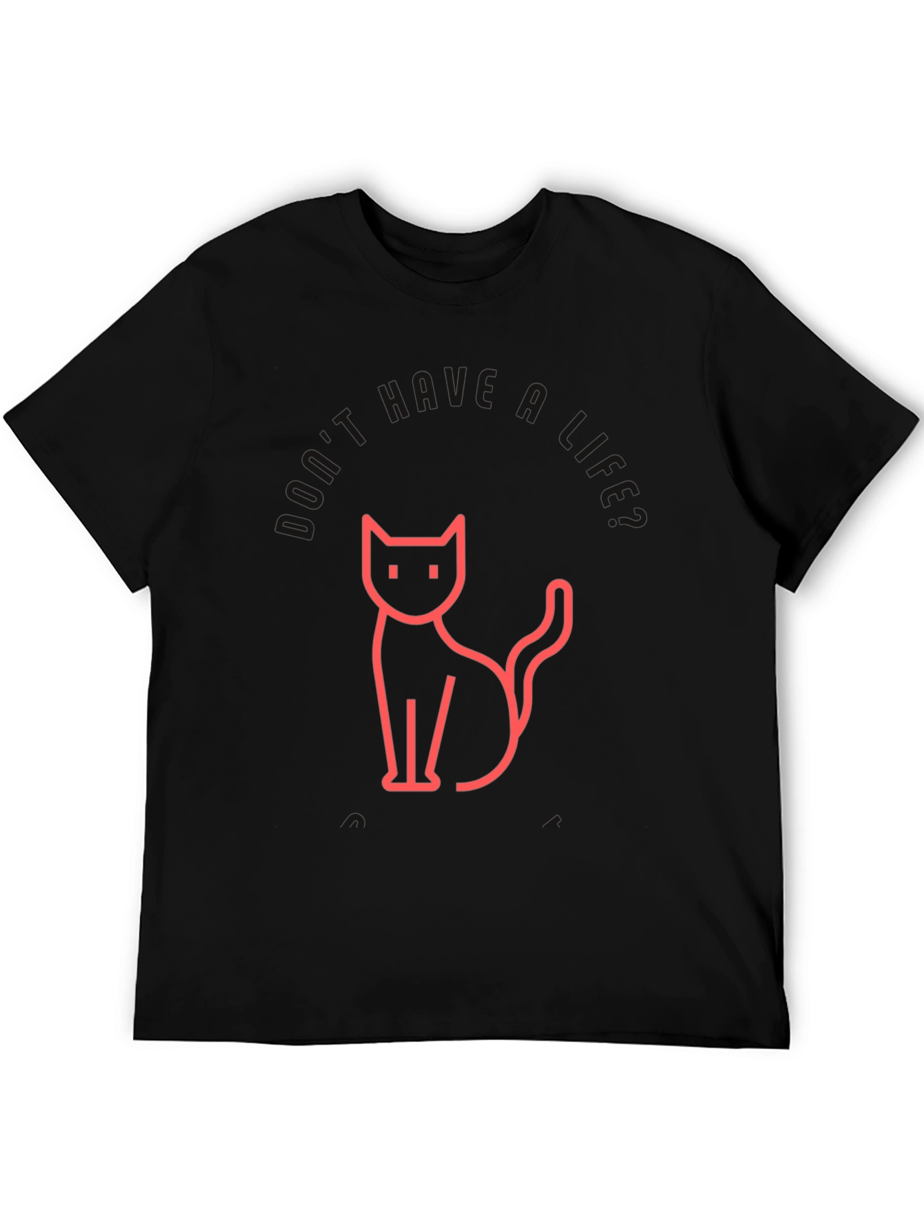 Mens Black T-Shirt with Cat Graphic