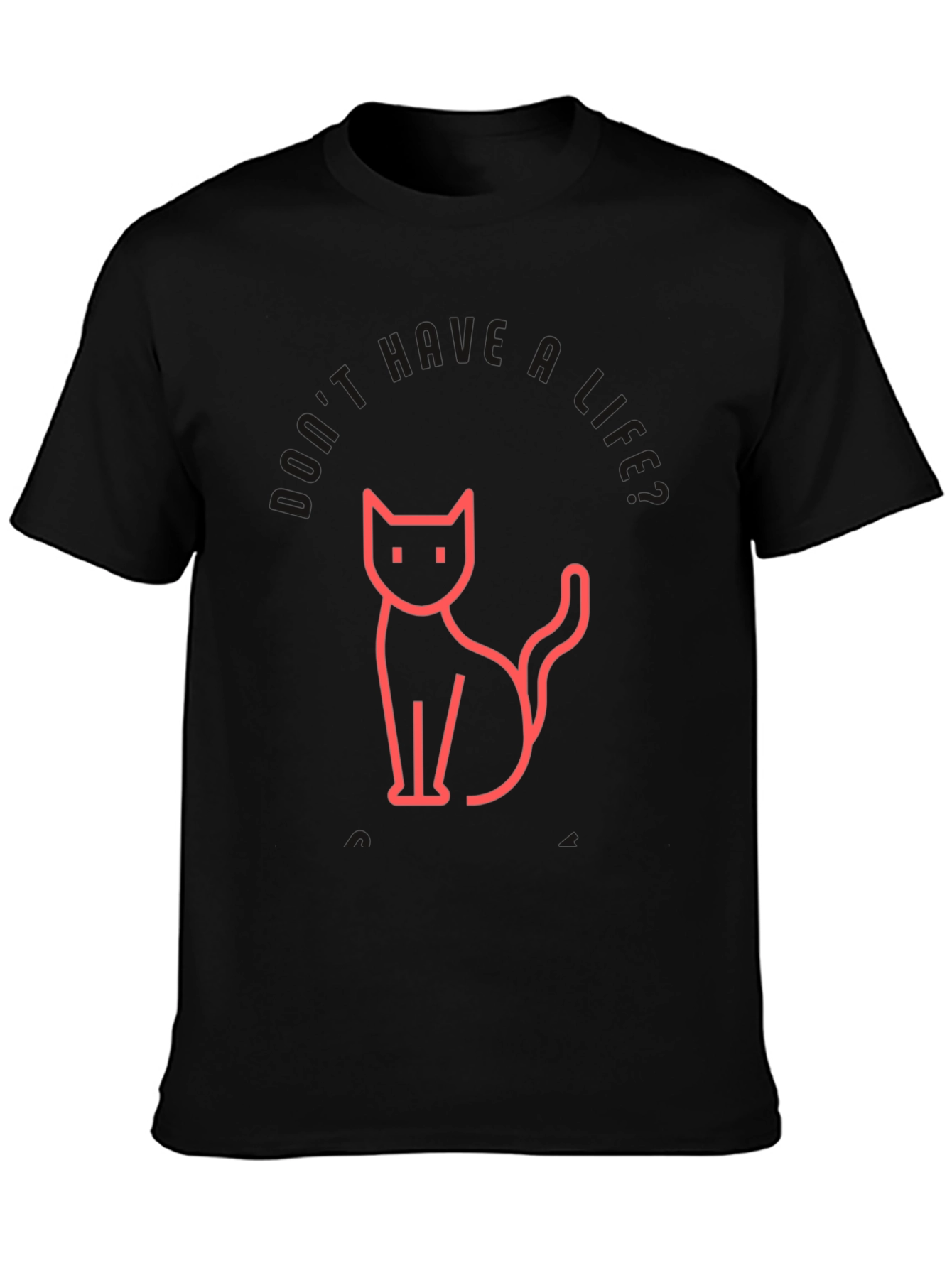 Mens Black T-Shirt with Cat Graphic