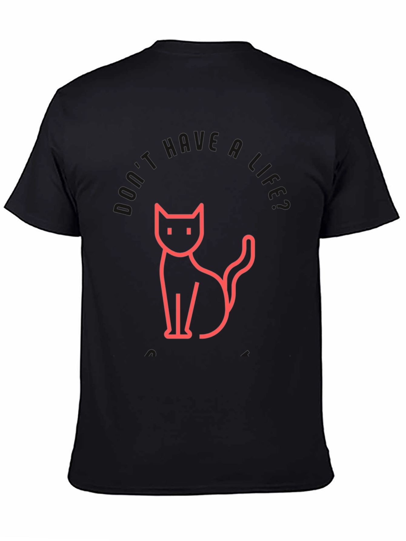 Mens Black T-Shirt with Cat Graphic