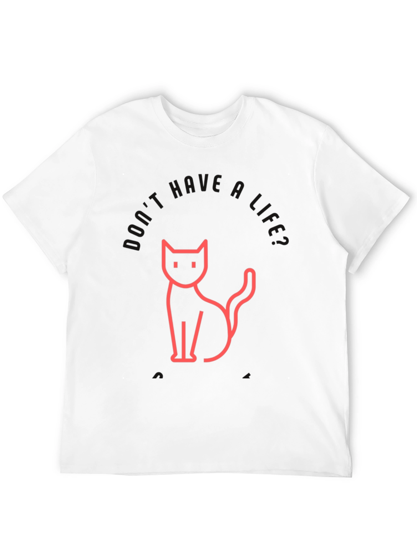 Mens Black T-Shirt with Cat Graphic