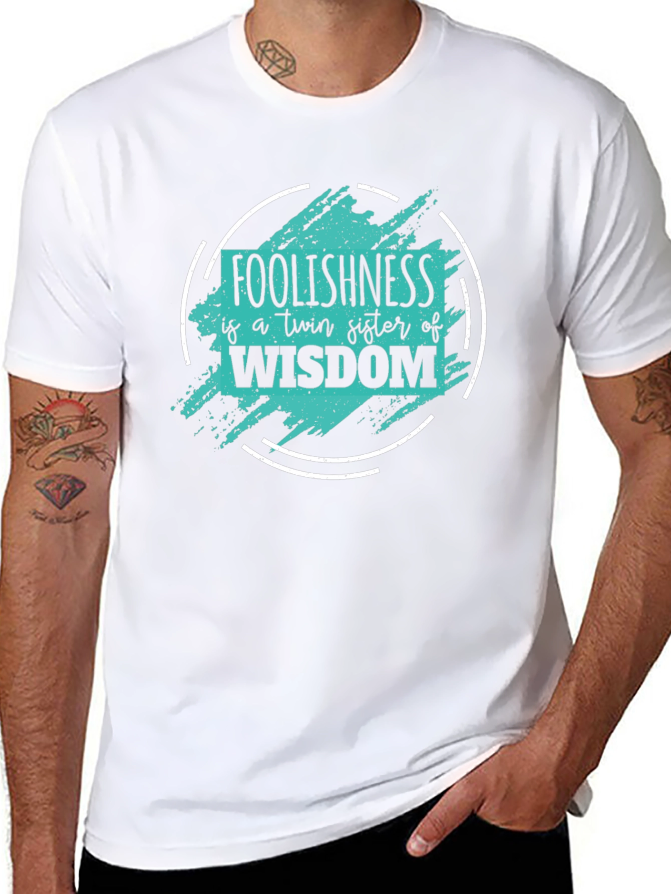 Foolishness Wisdom Graphic Tee - Black