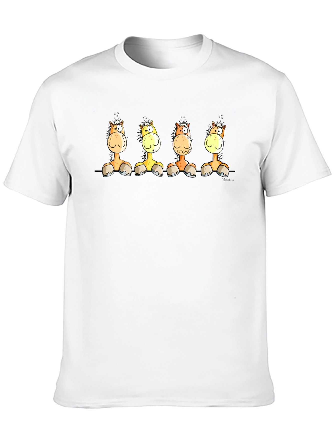 Funny Cartoon Horse Graphic Black T-Shirt