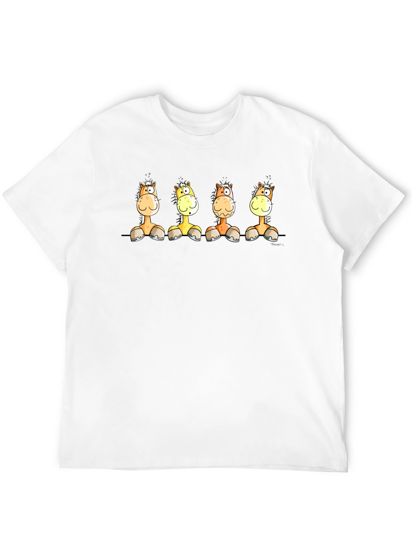 Funny Cartoon Horse Graphic Black T-Shirt