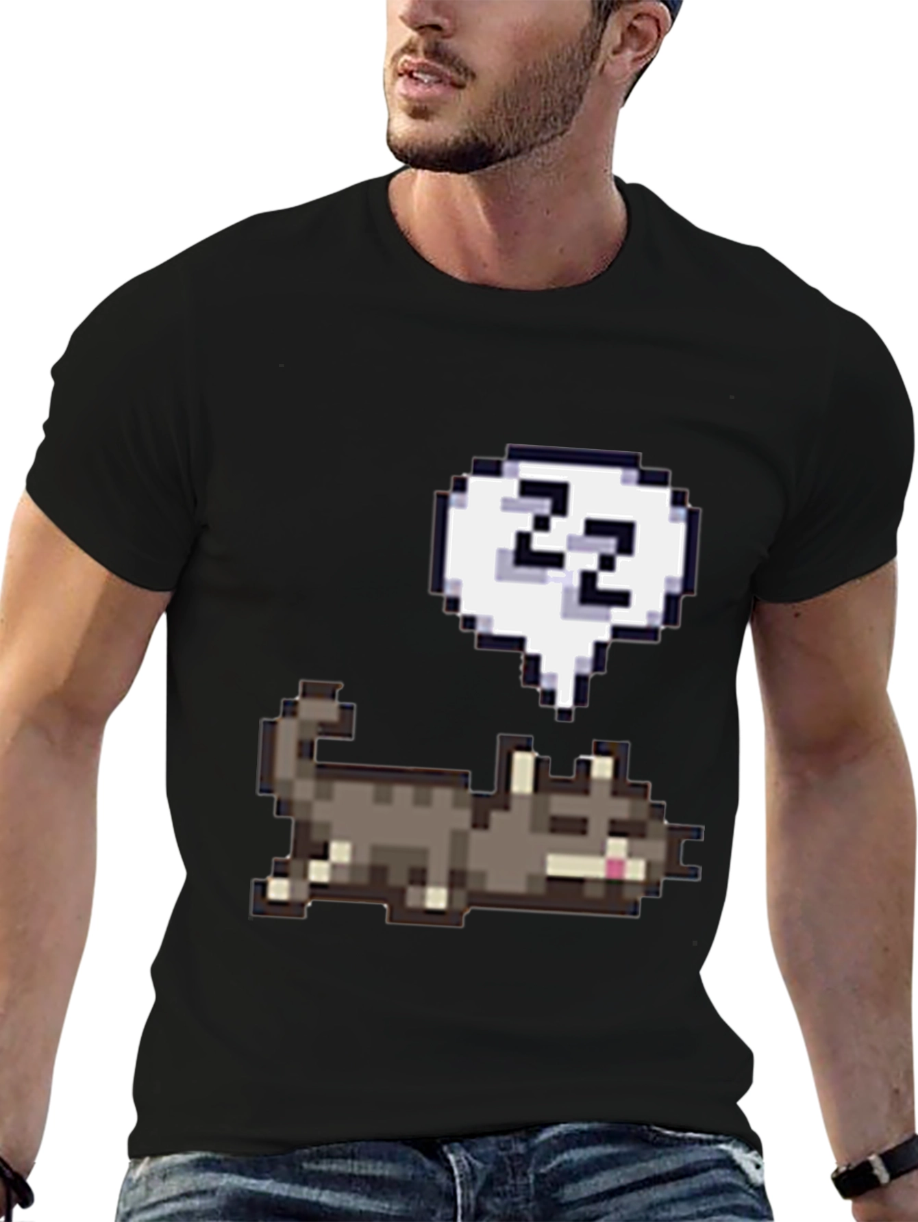 Pixel Cat Sleep T-Shirt - Cute & Comfy