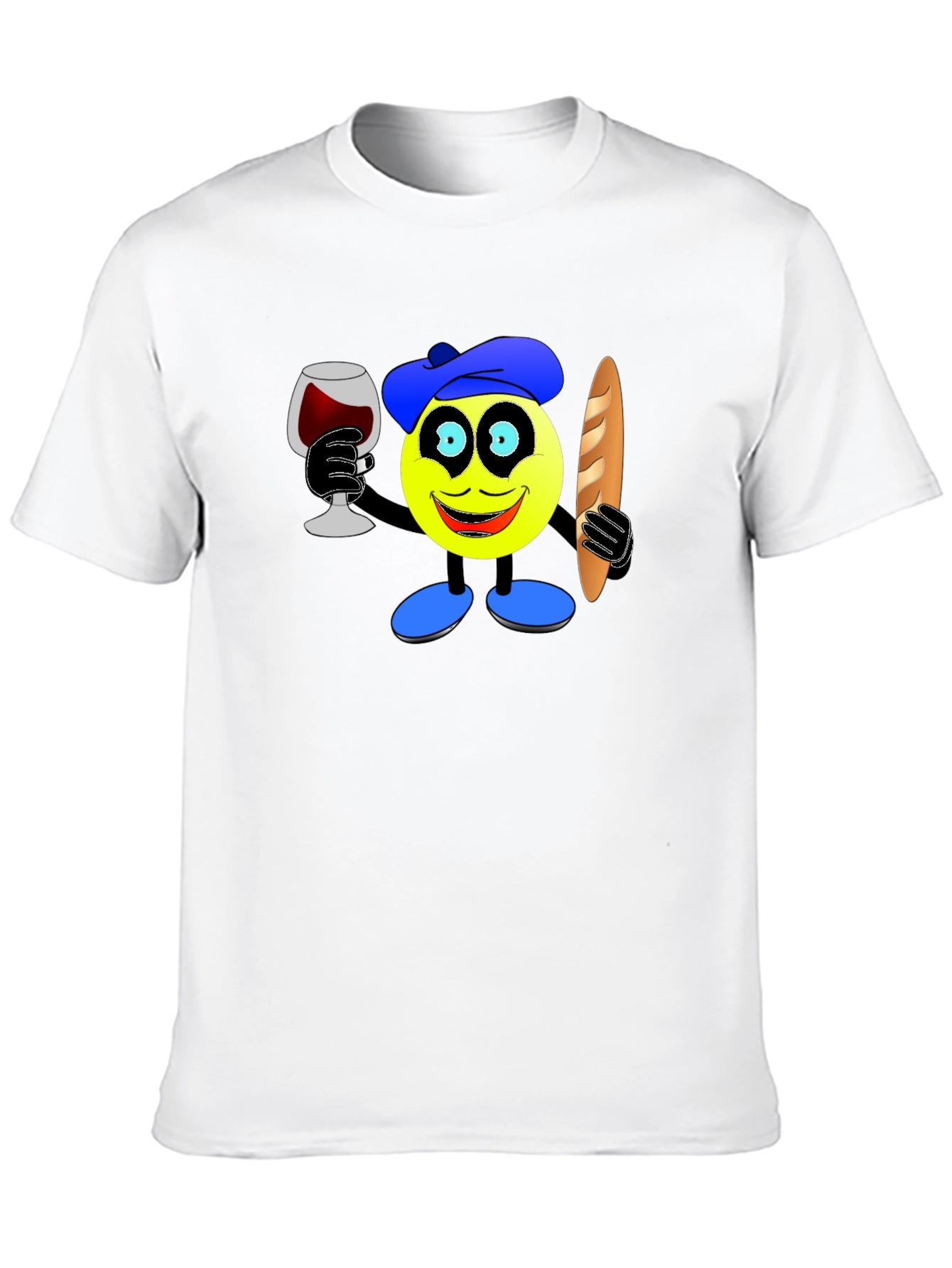 French Emoji T-Shirt - Wine & Baguette